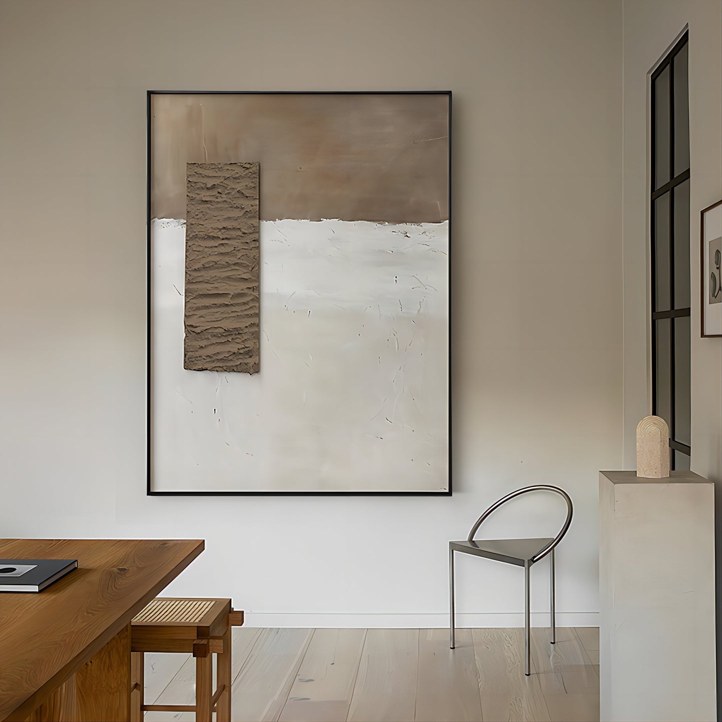 Minimalist Wabi-Sabi Oil Painting for Serene Home Decor