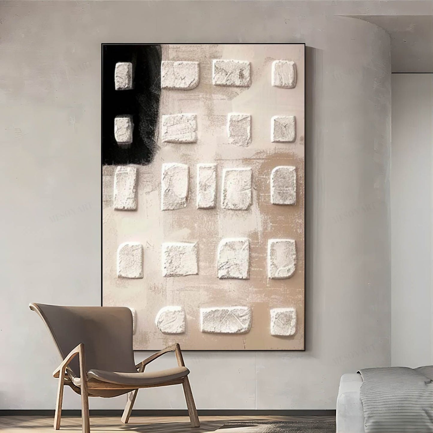 Minimalist Wabi-Sabi Textured Wall Art for Modern Home Decor