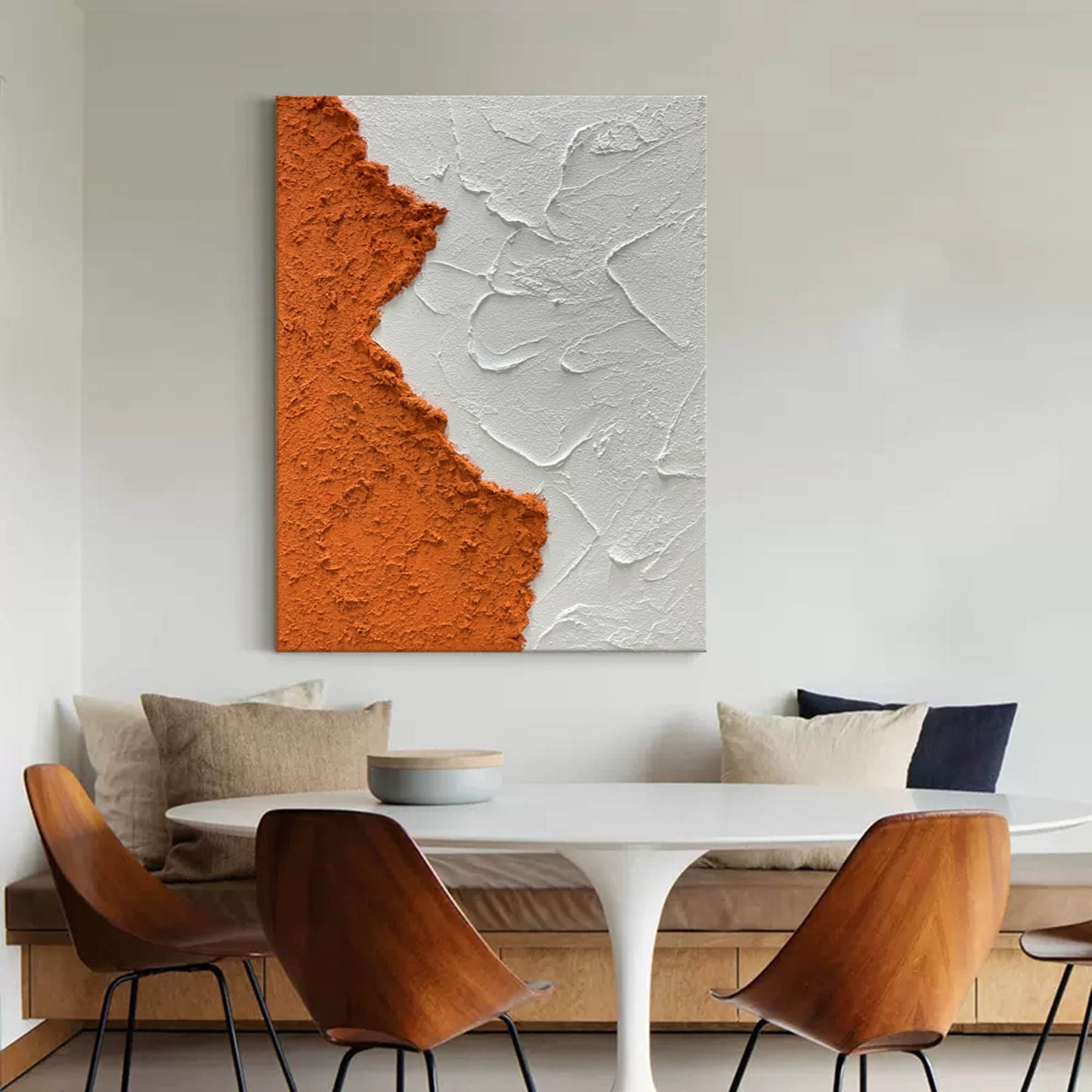 Abstract Coastal Sunrise Oil Painting for Beach Home Décor