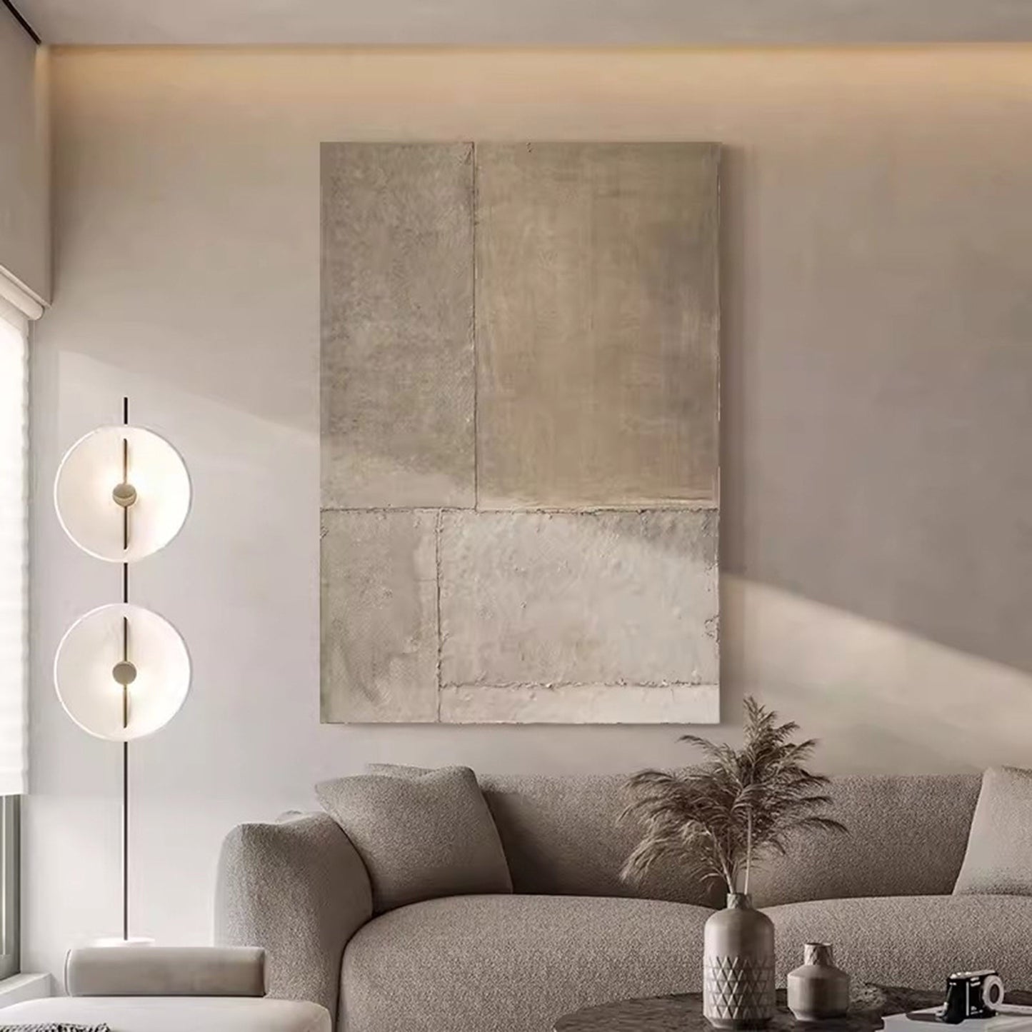 Elegant Minimalist Geometric Oil Painting for Modern Home Decor