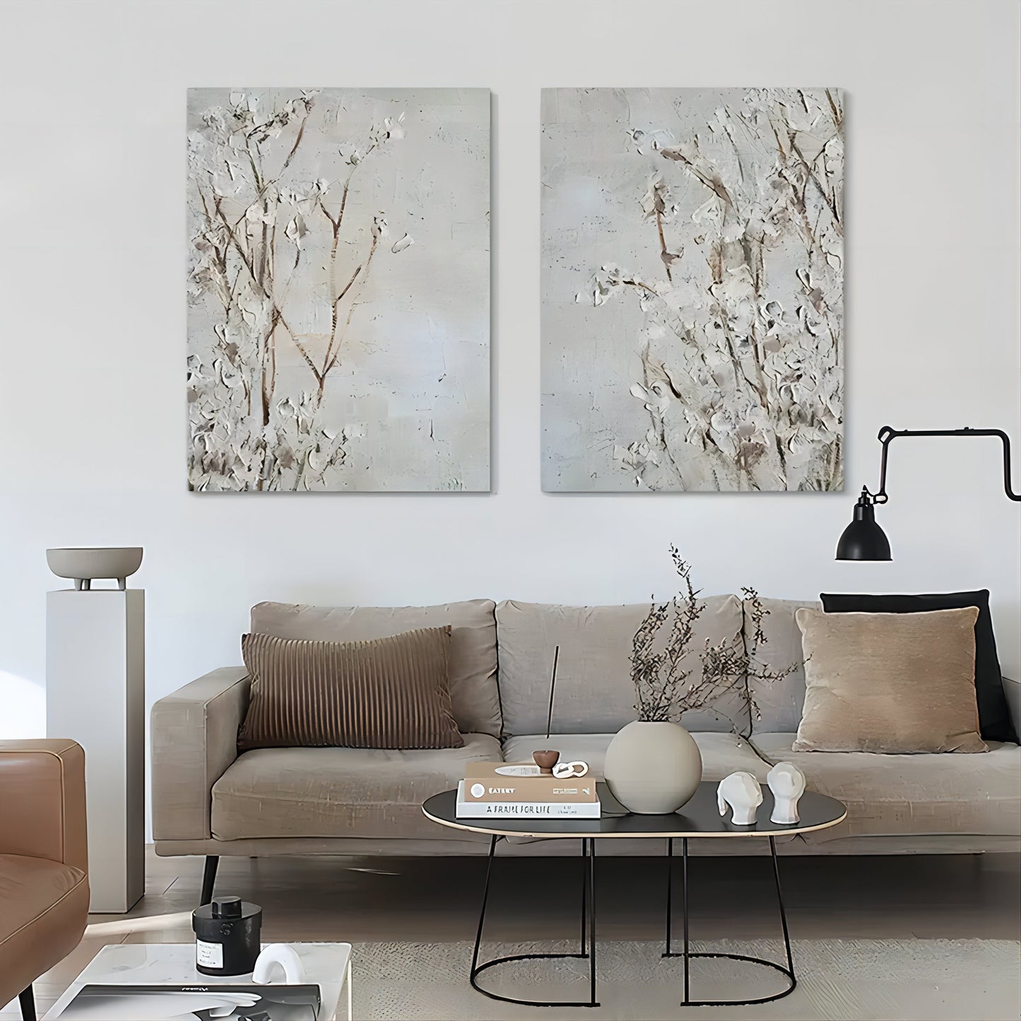 Elegant Wabi-Sabi Floral Wall Art for Minimalist Home Decor
