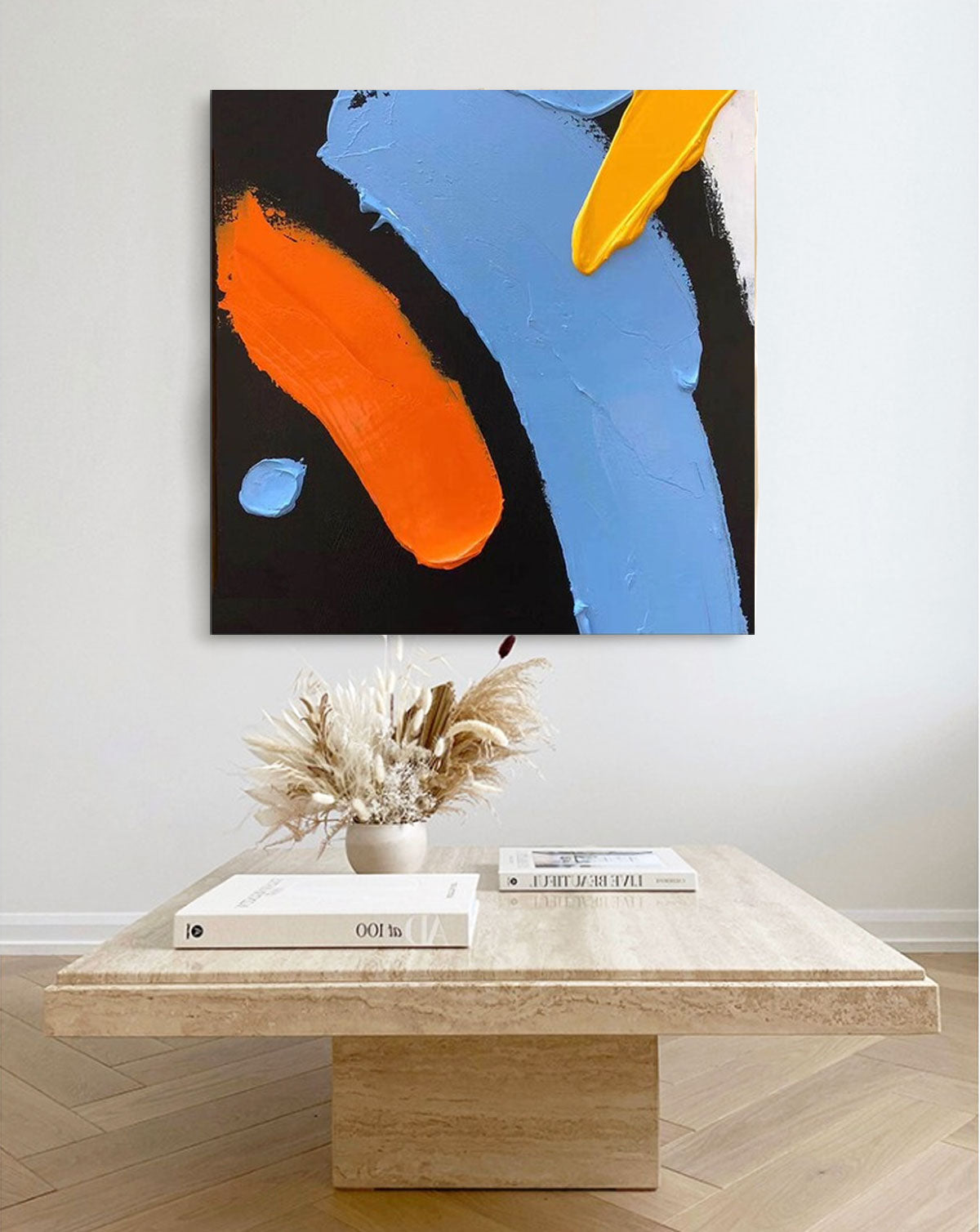 Colorful Abstract Oil Painting for Modern Minimalist Home Decor