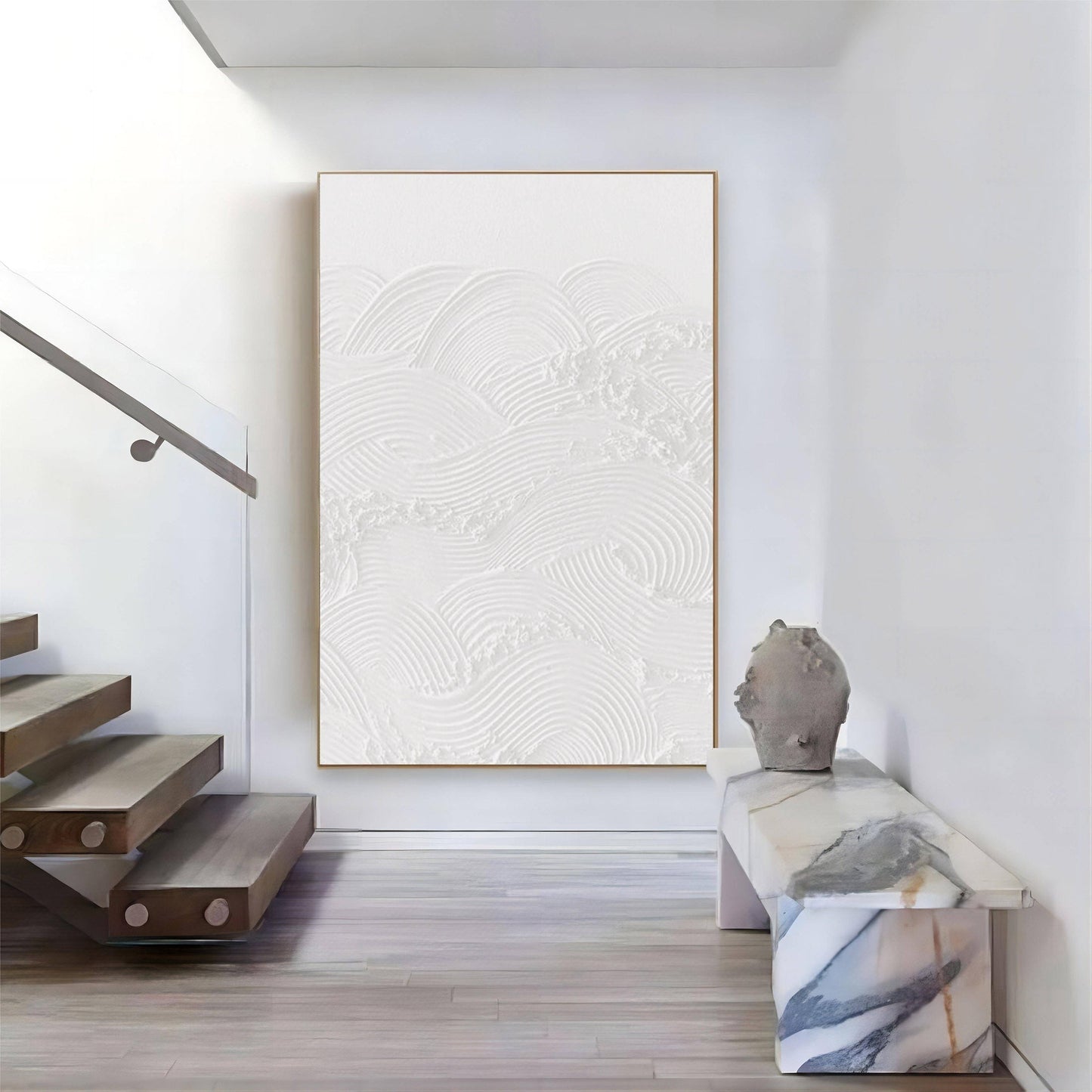 Elegant Plaster Art Texture Wall Décor - Modern Minimalist Oil Painting