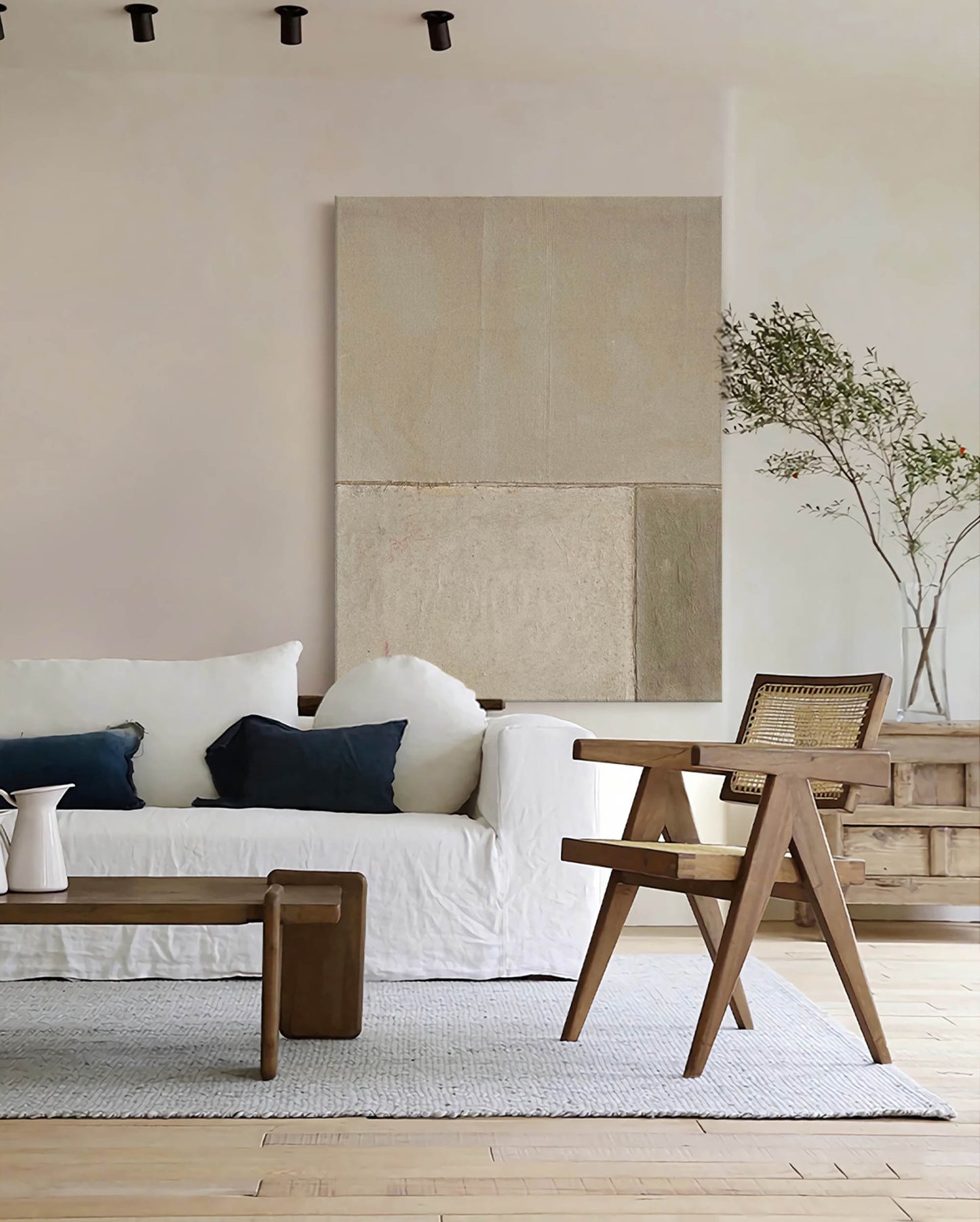 Contemporary Minimalist Geometric Oil Painting for Modern Home Decor