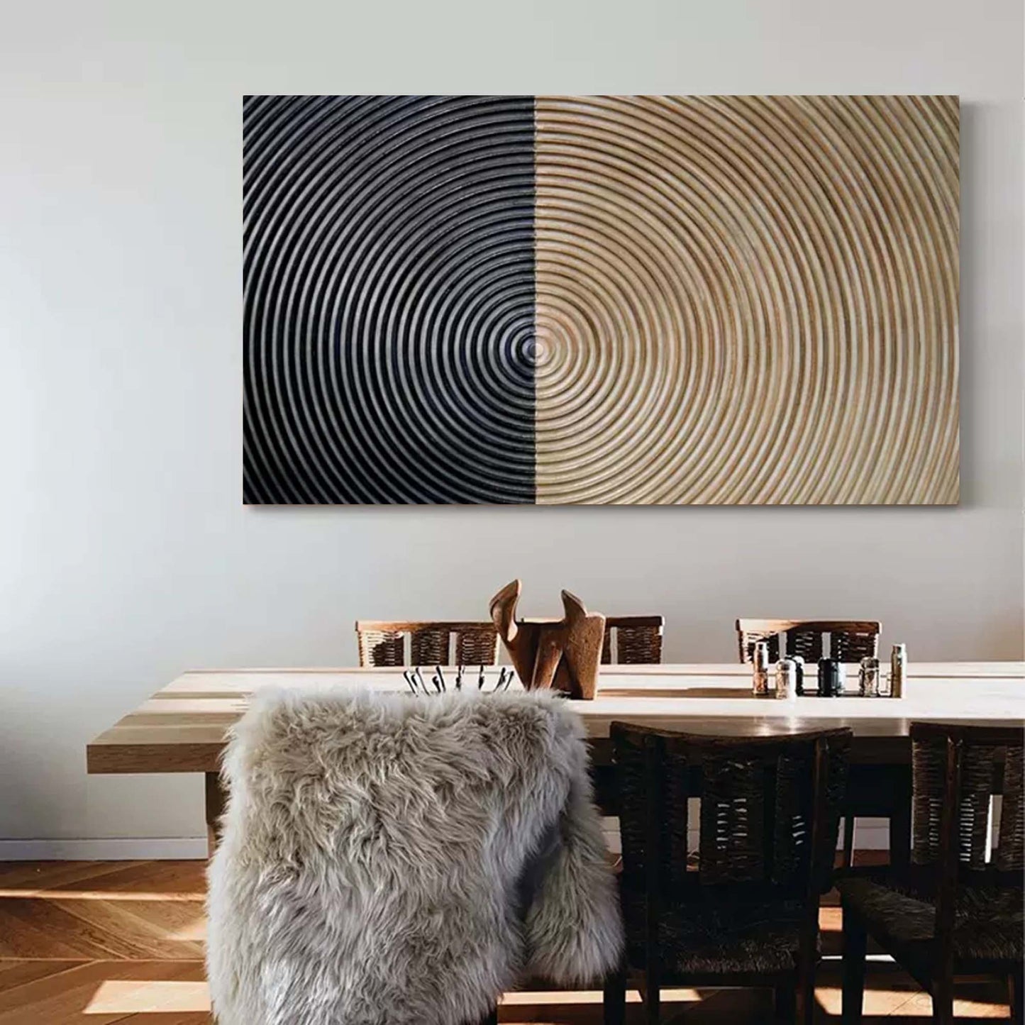 Modern Minimalist Oil Painting with Wabi-Sabi Aesthetic for Unique Home Decor