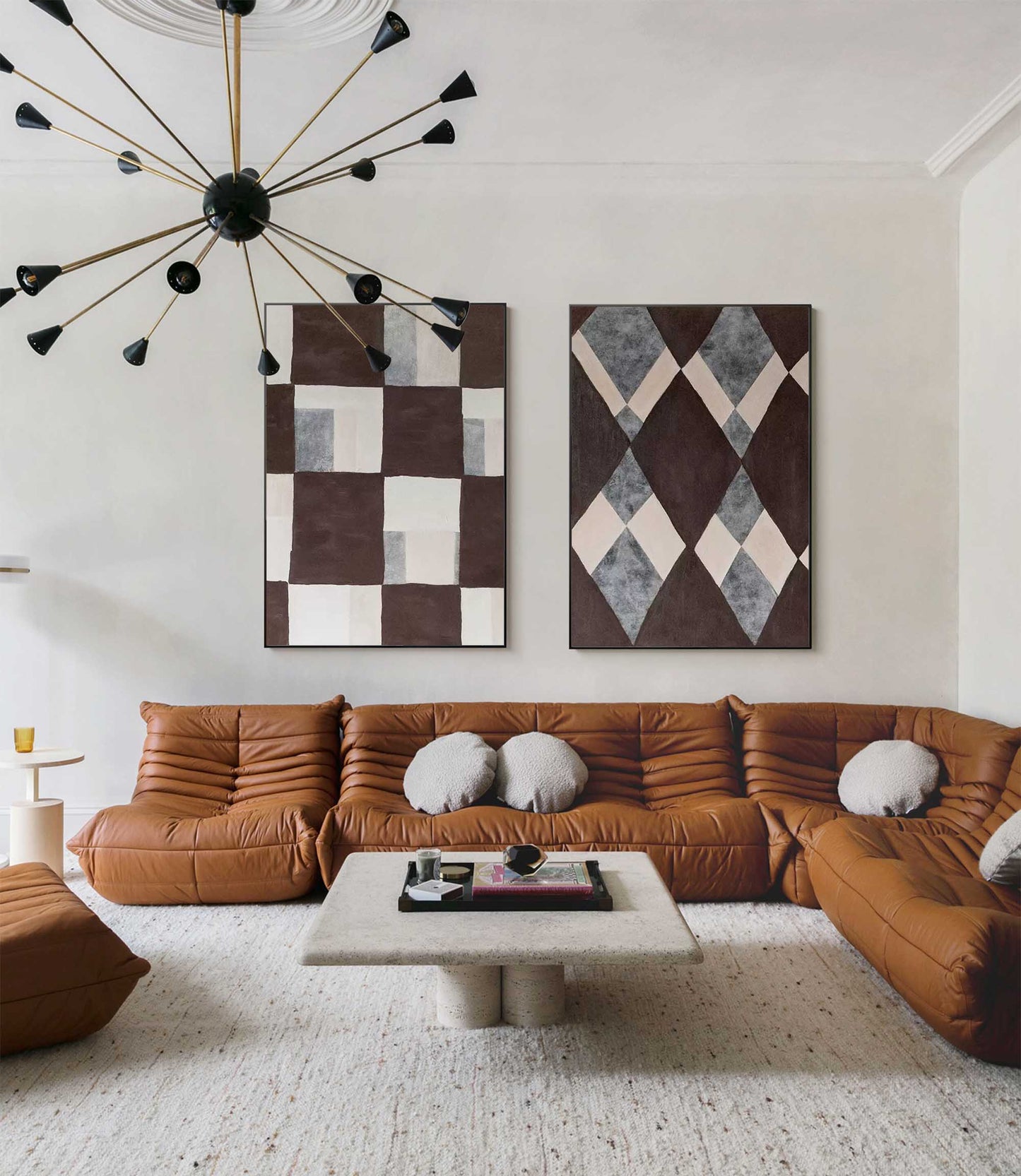 Contemporary Minimalist Geometric Oil Painting for Modern Home Decor