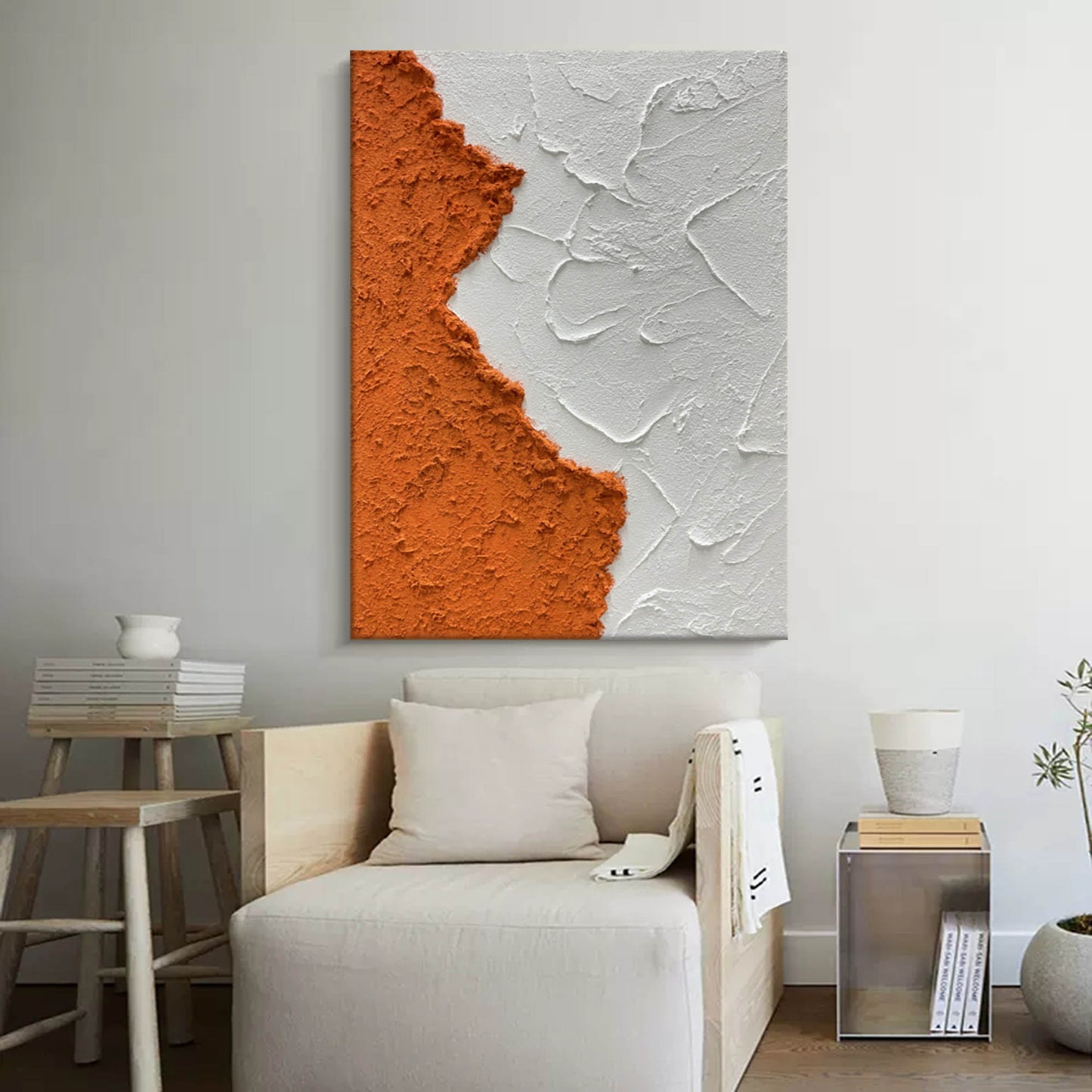 Abstract Coastal Sunrise Oil Painting for Beach Home Décor