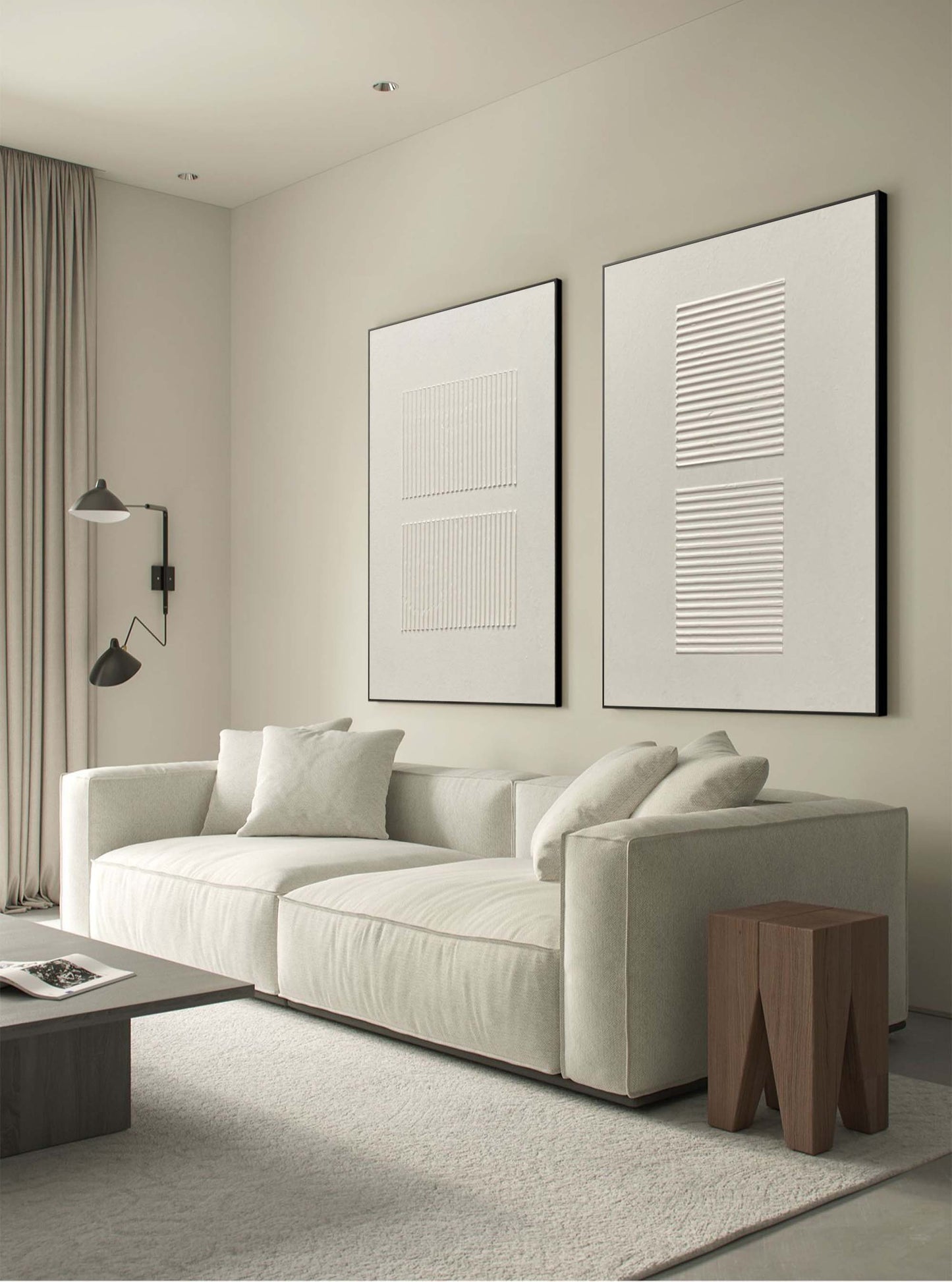 Contemporary Minimalist Textured Abstract Oil Painting for Modern Decor