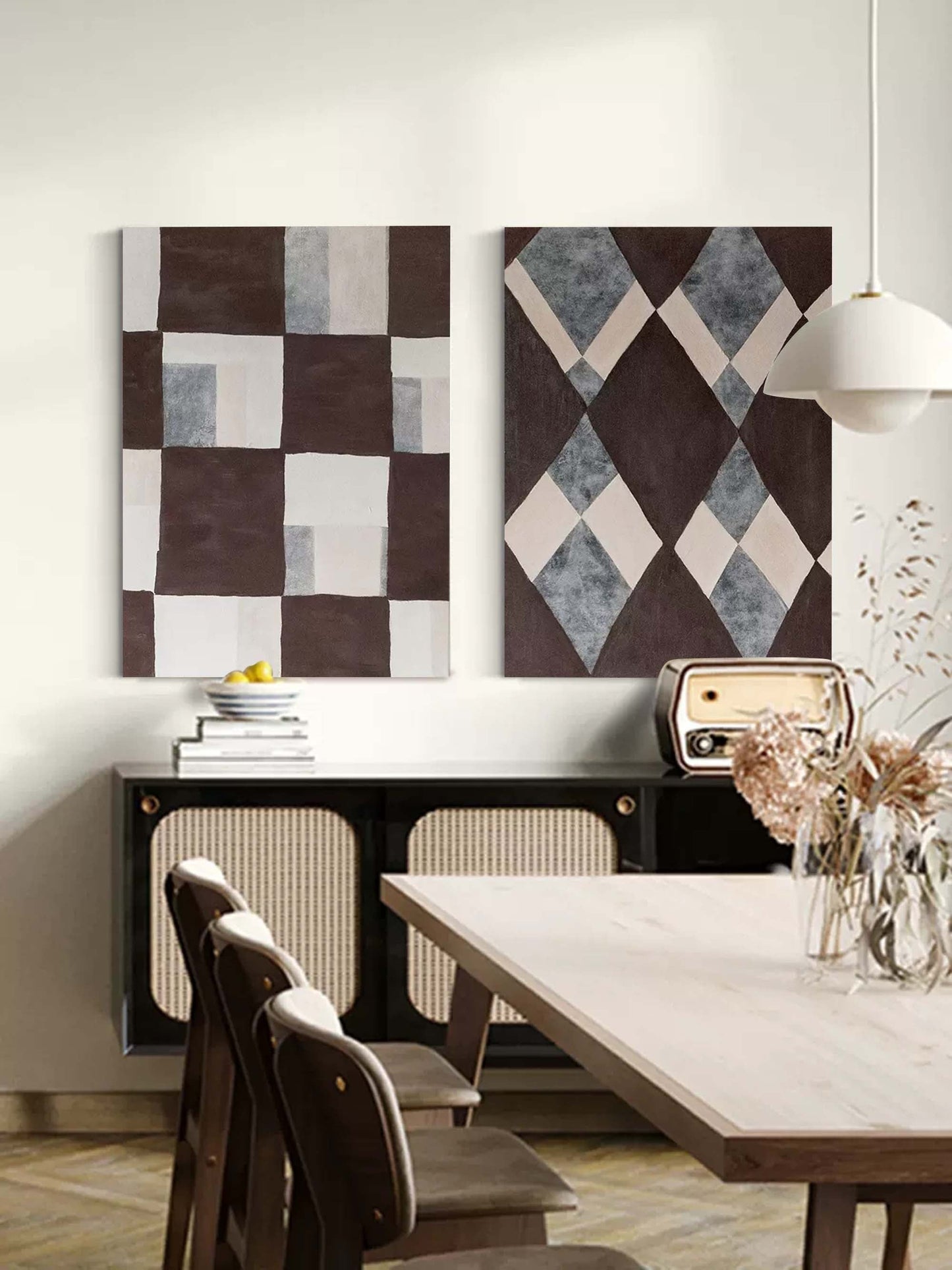 Contemporary Minimalist Geometric Oil Painting for Modern Home Decor