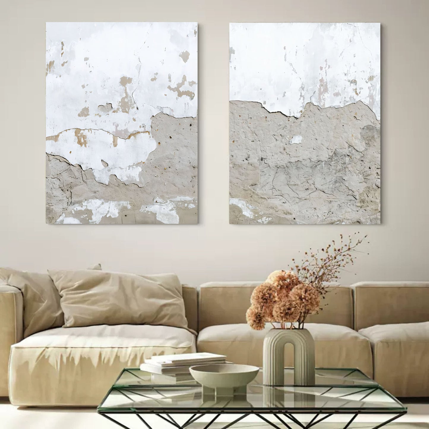 Contemporary Abstract Wall Art Duo for Modern Home Decor