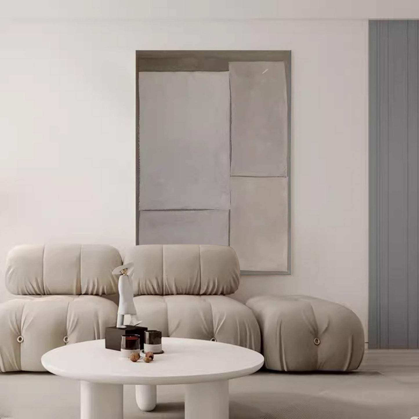 Elegant Minimalist Geometric Oil Painting for Modern Home Décor