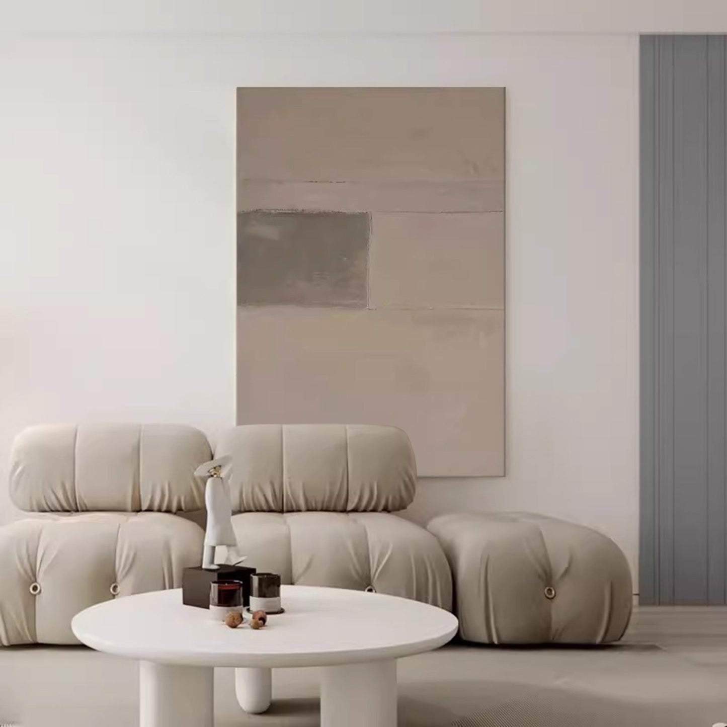 Sleek Minimalist Geometric Oil Painting for Modern Home Decor