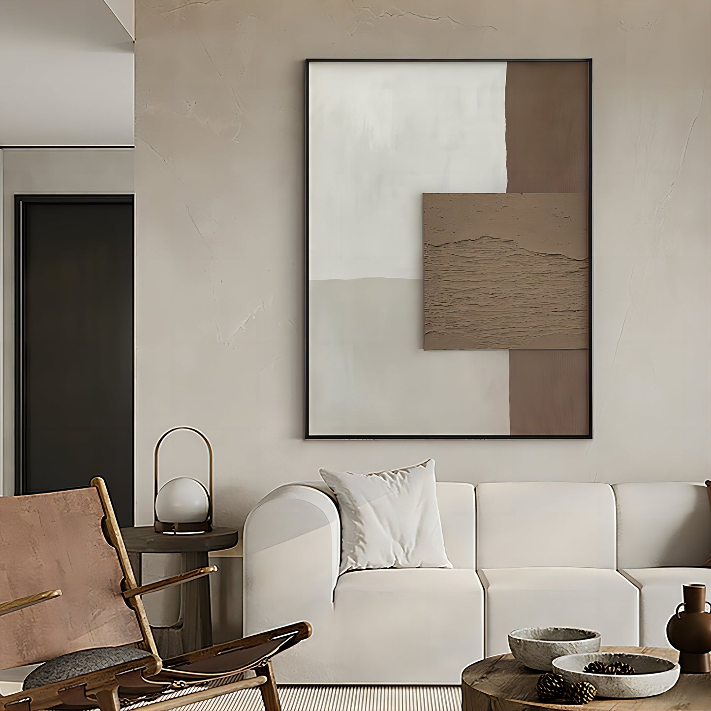 Minimalist Wabi-Sabi Oil Painting for Tranquil Home Decor and Wall Aesthetics