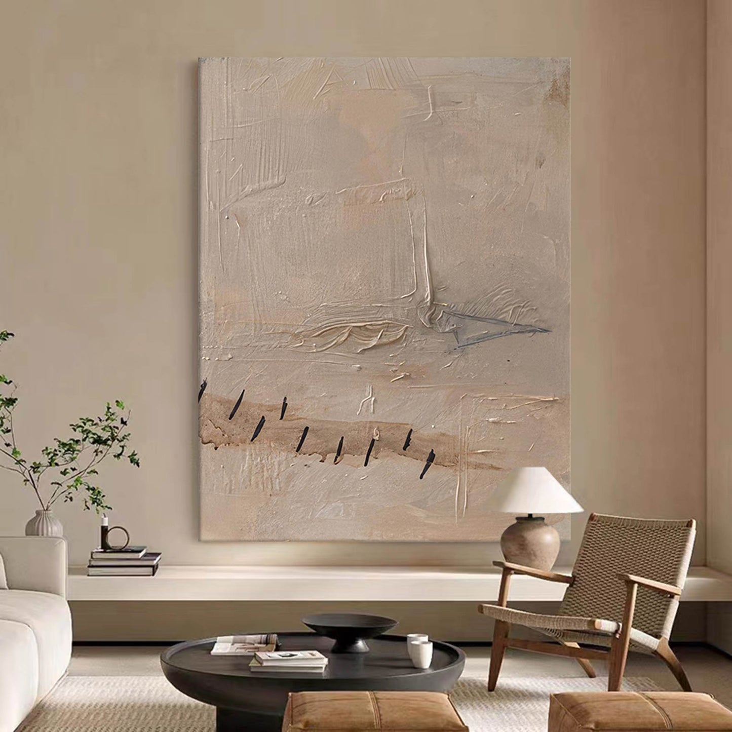 Serene Minimalist Abstract Oil Painting for Elegant Home Decor