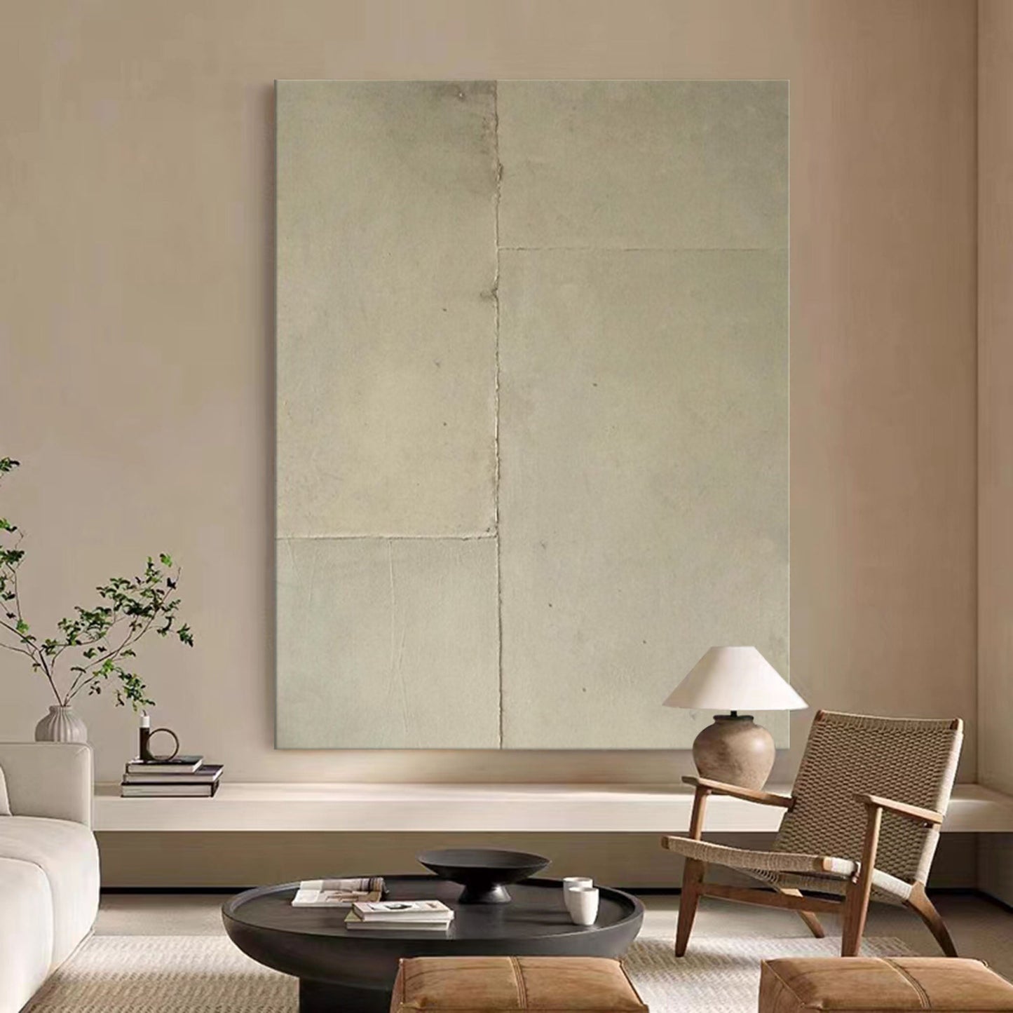 Contemporary Minimalist Geometric Oil Painting for Modern Home Decor