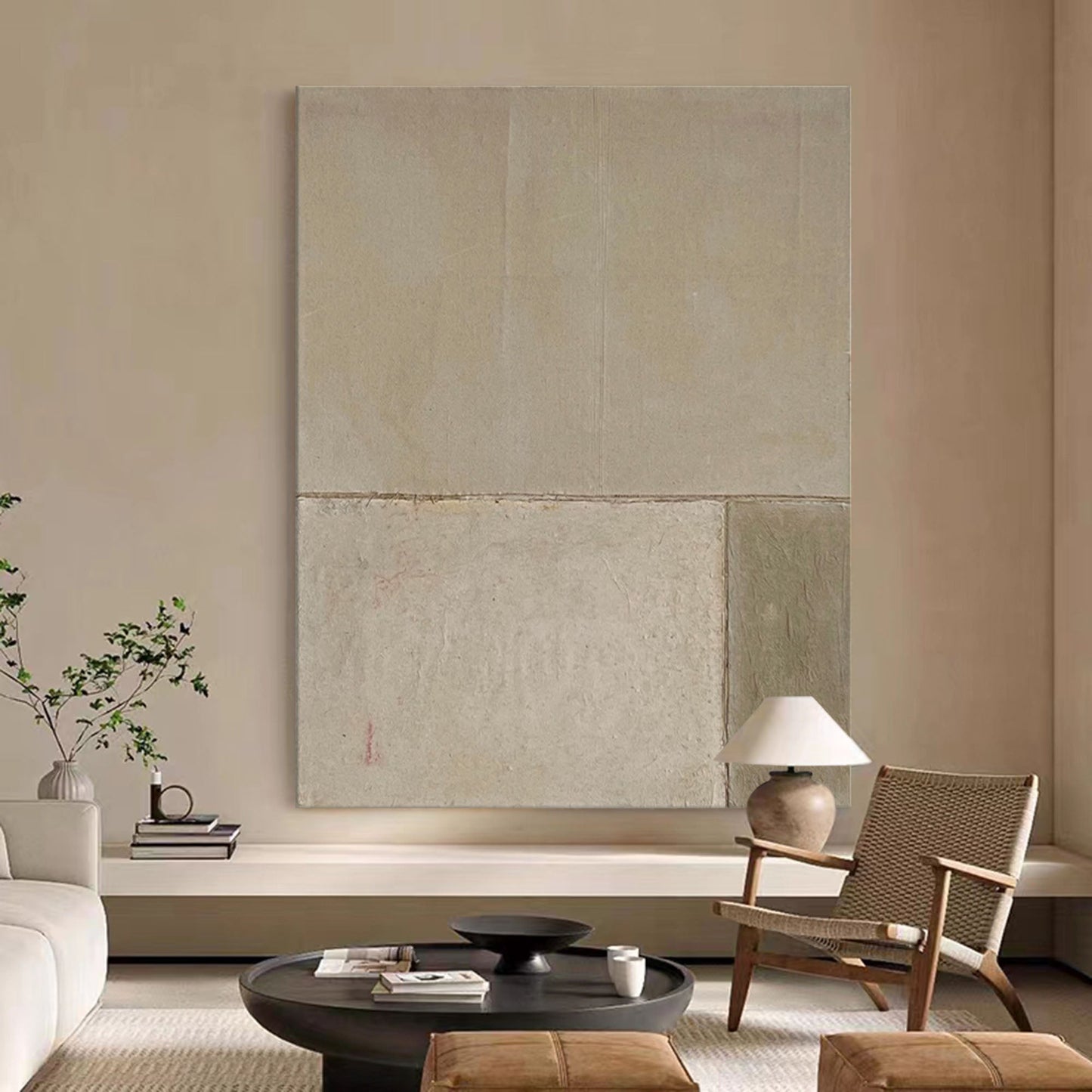 Contemporary Minimalist Geometric Oil Painting for Modern Home Decor