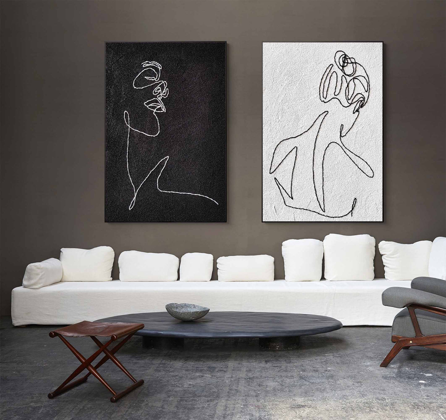 Contemporary Minimalist Line Art of Elegant Figures for Modern Home Decor