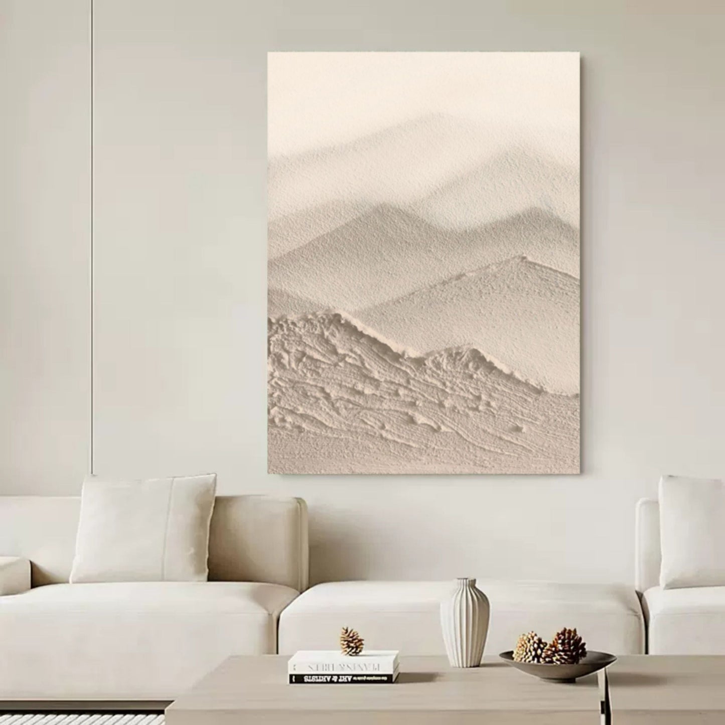 Minimalist Wabi-Sabi Landscape Oil Painting for Contemporary Home Décor