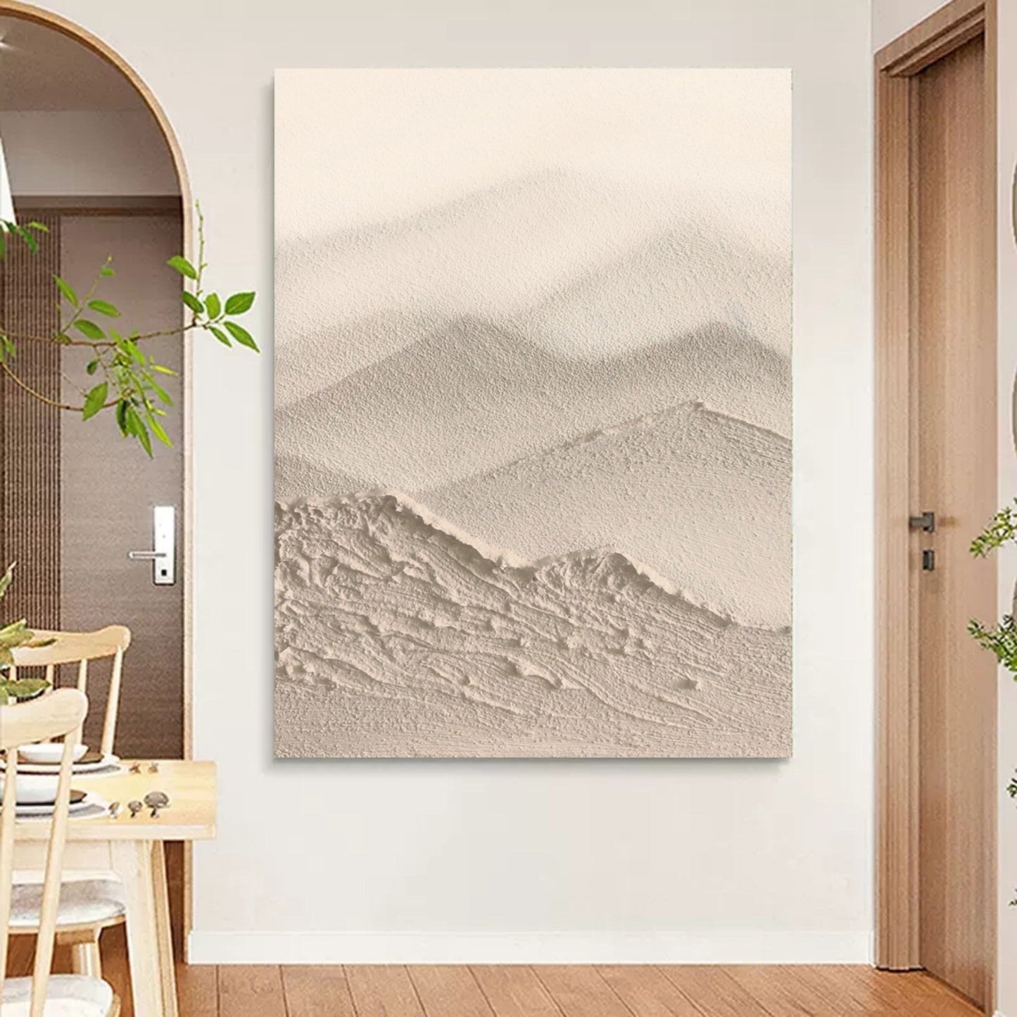 Minimalist Wabi-Sabi Landscape Oil Painting for Contemporary Home Décor