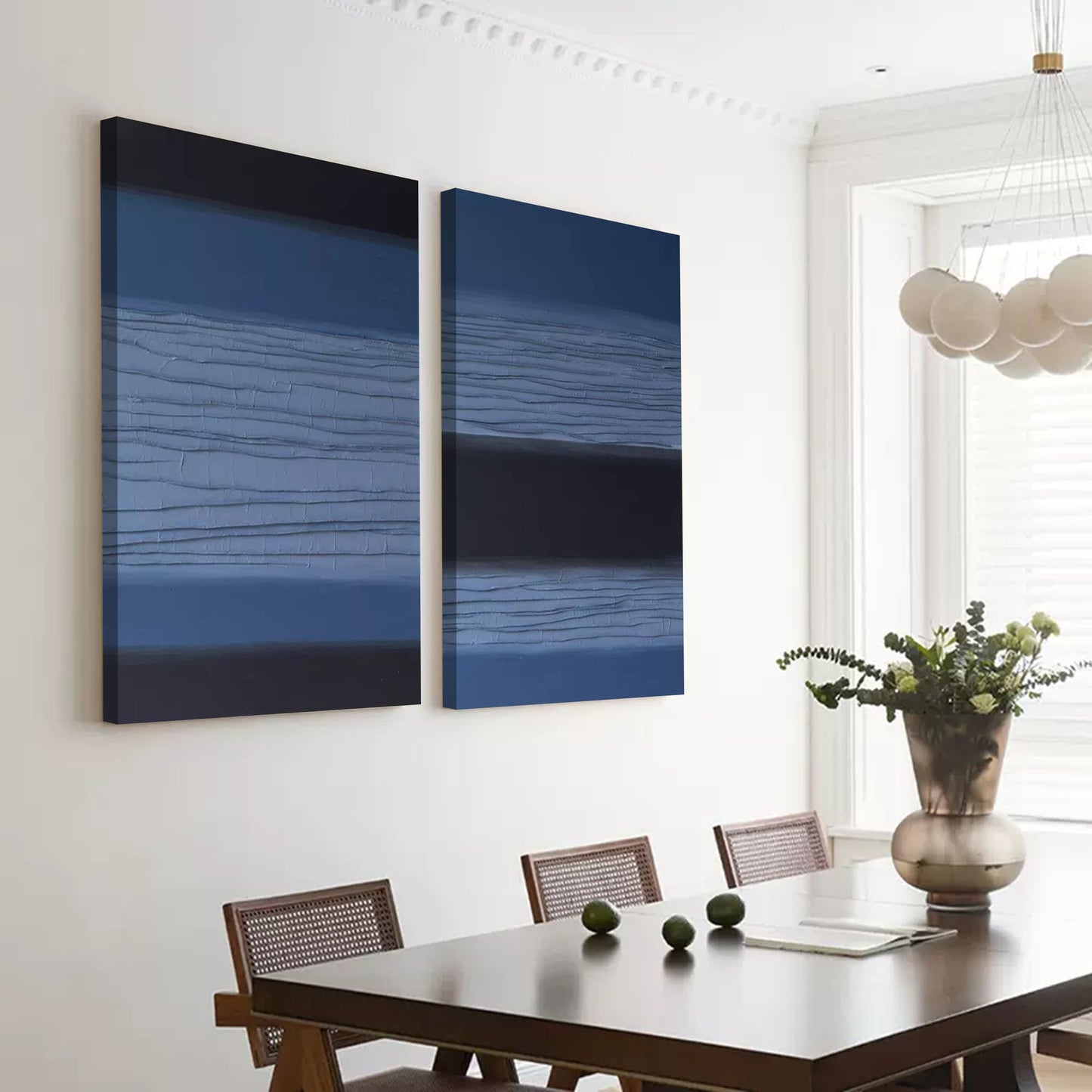 Serene Blue Minimalist Abstract Oil Painting for Contemporary Home Decor
