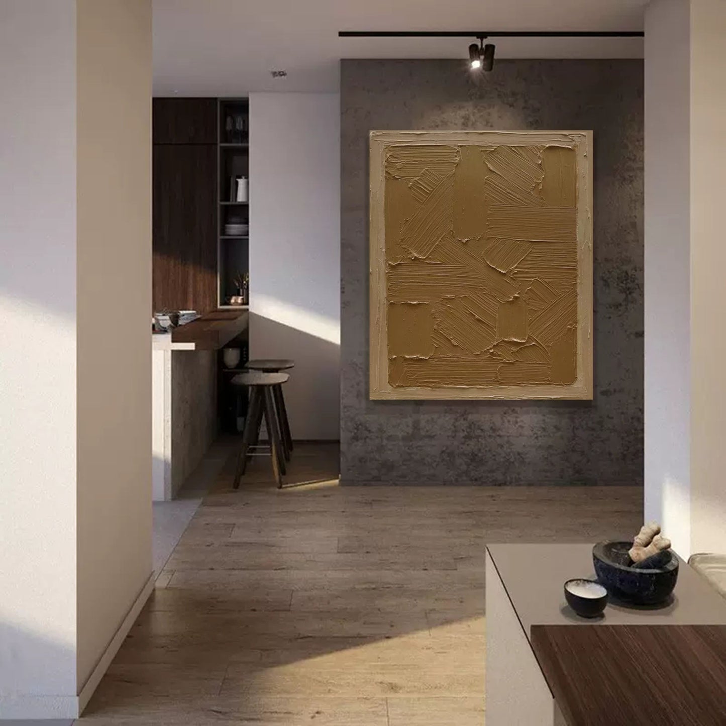 Contemporary Wabi-Sabi Oil Painting for Minimalist Home Decor