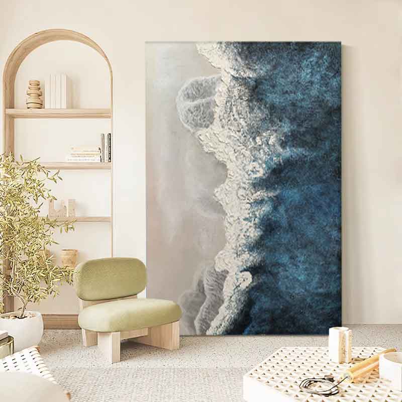 Tranquil Ocean Waves Oil Painting for Serene Coastal Home Décor
