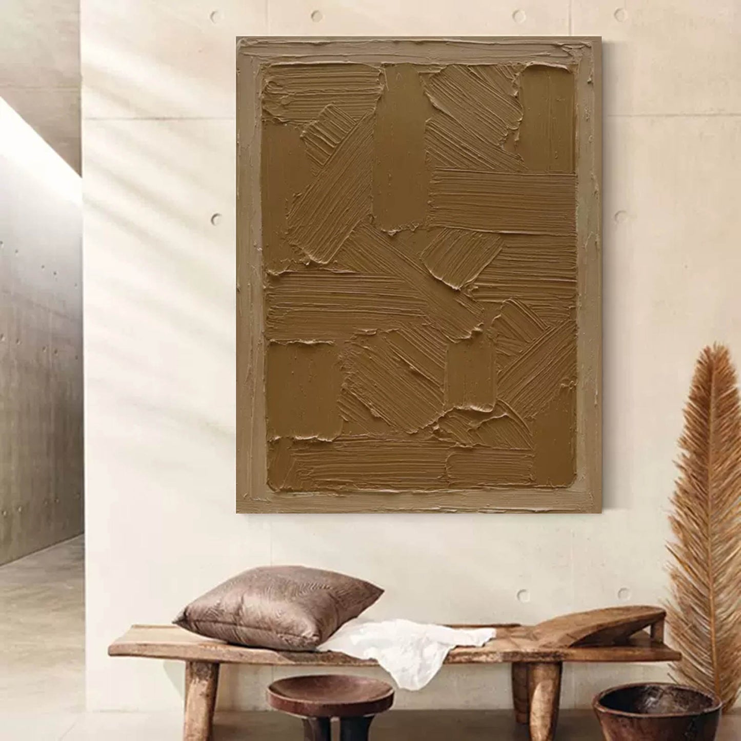 Contemporary Wabi-Sabi Oil Painting for Minimalist Home Decor