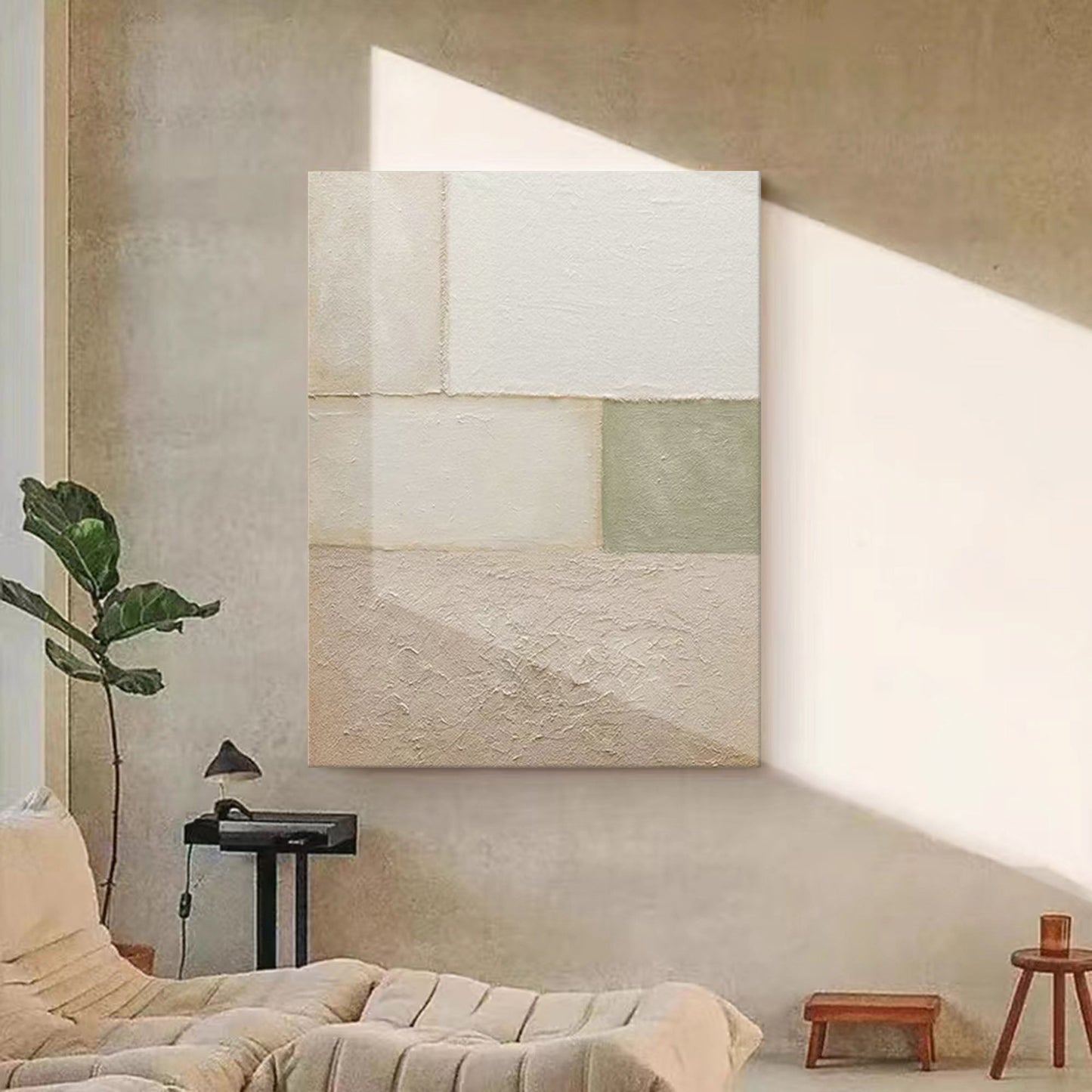 Elegant Minimalist Geometric Oil Painting for Modern Home Decor