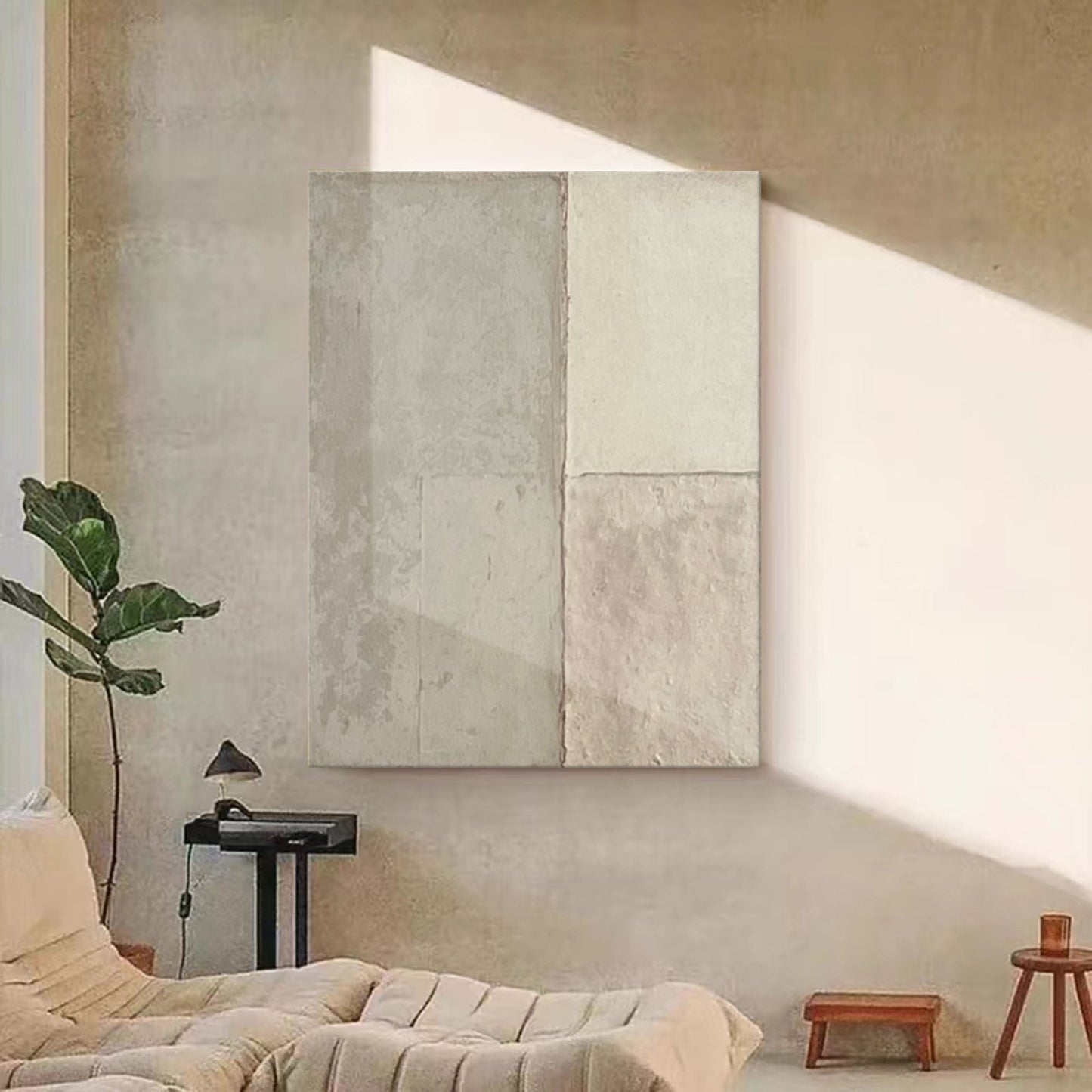 Contemporary Minimalist Geometric Oil Painting for Modern Home Decor