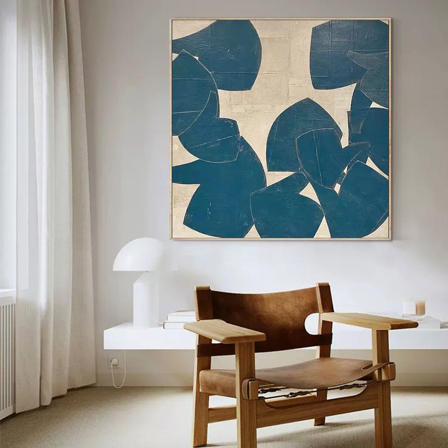 Contemporary Blue Abstract Oil Painting for Modern Home Decor