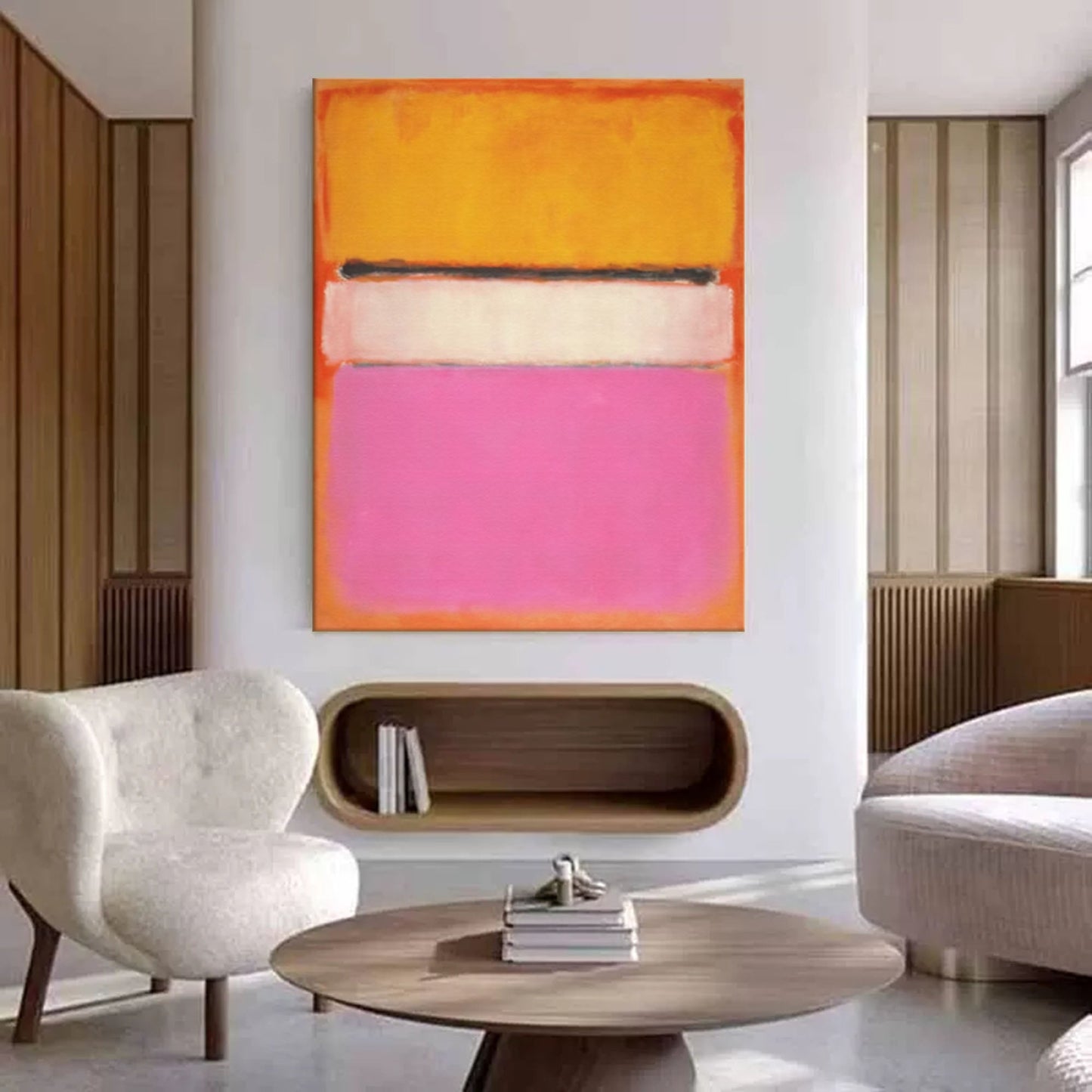 Vibrant Minimalist Oil Painting in Bold Colors for Modern Home Decor