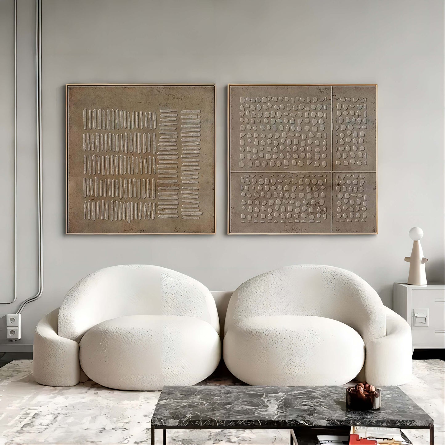 Contemporary Abstract Oil Painting Duo for Modern Home Decor