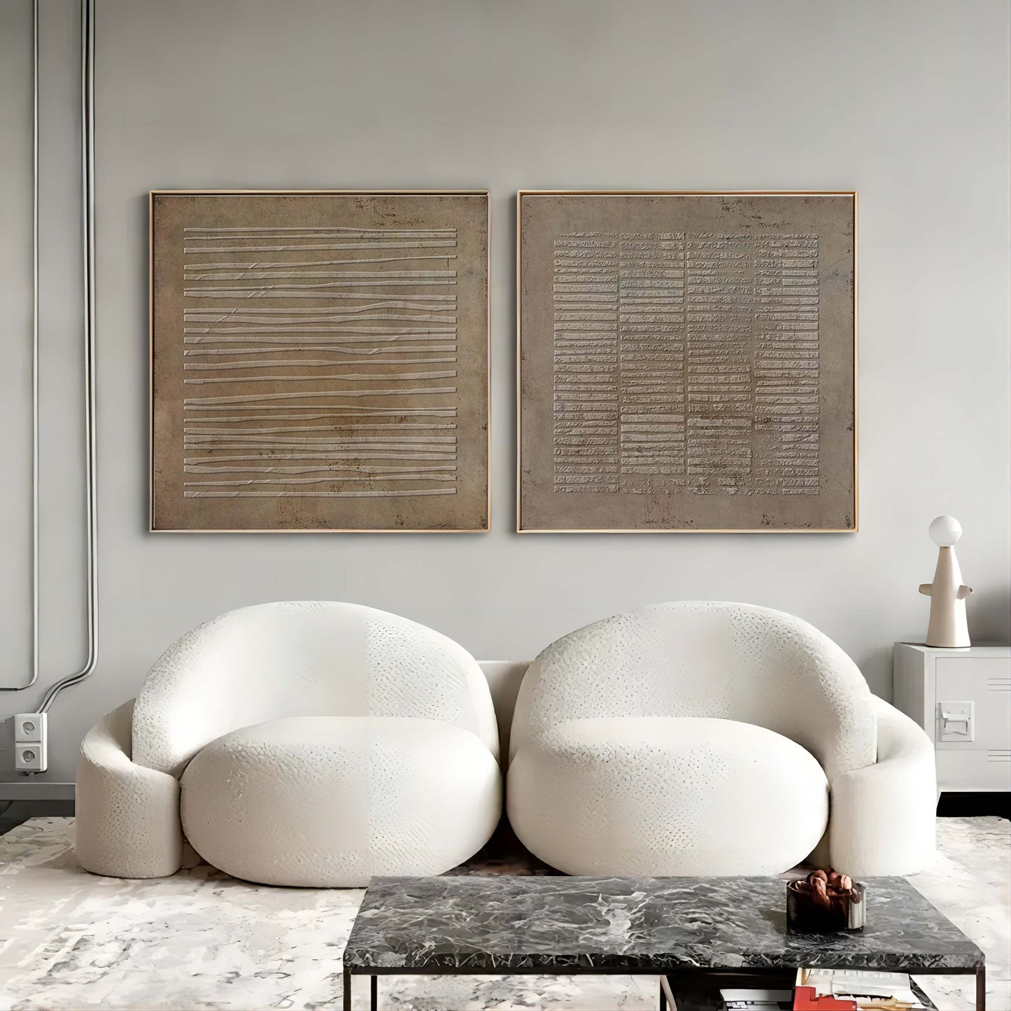 Contemporary Abstract Oil Painting Duo for Modern Home Decor