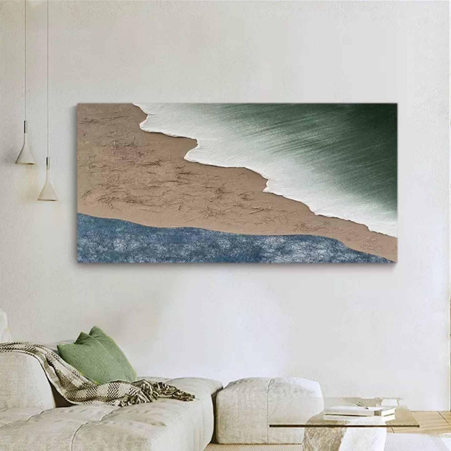 Abstract Coastal Landscape Oil Painting with Textured Finish