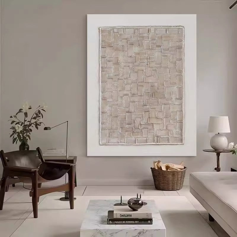 Contemporary Neutral Abstract Oil Painting for Modern Home Decor