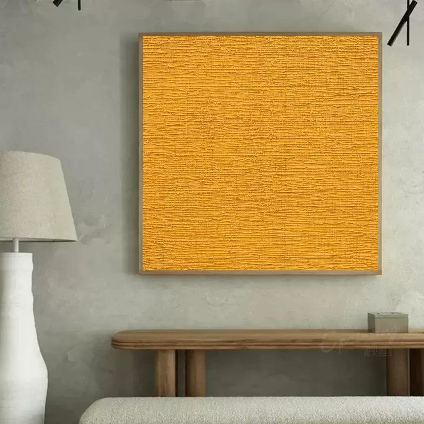 Vibrant Textured Yellow Oil Painting for Modern Minimalist Decor
