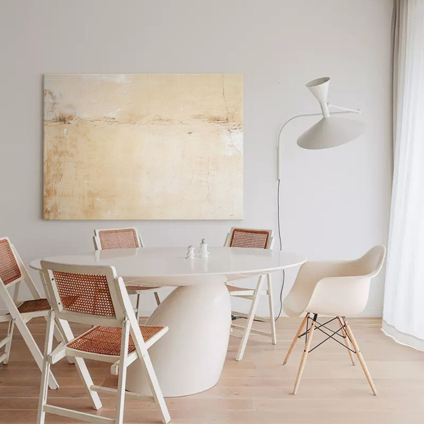 Elegant Neutral Minimalist Oil Painting for Contemporary Home Decor