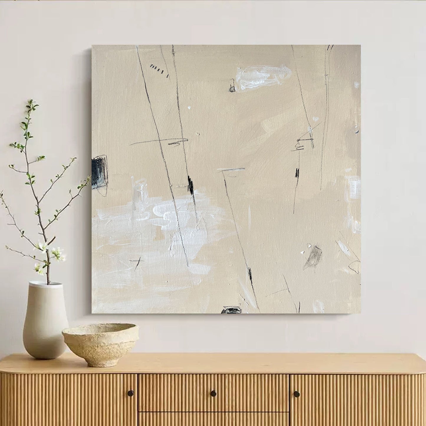Elegant Minimalist Abstract Oil Painting for Modern Decor