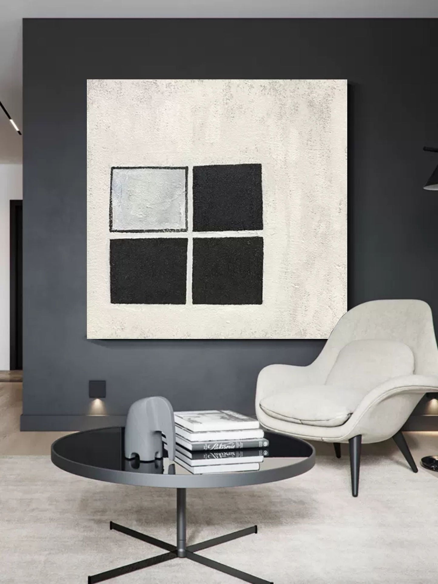 Modern Minimalist Wabi-Sabi Abstract Oil Painting for Contemporary Home Decor