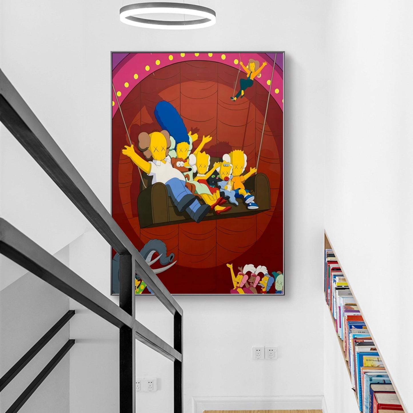 Vibrant Kaws-Inspired Pop Art with Iconic Cartoon Characters