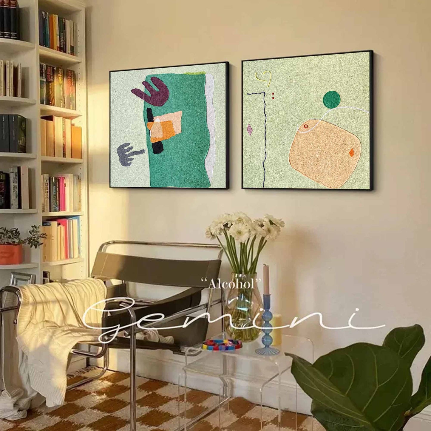 Contemporary Minimalist Geometric Oil Painting for Modern Home Decor