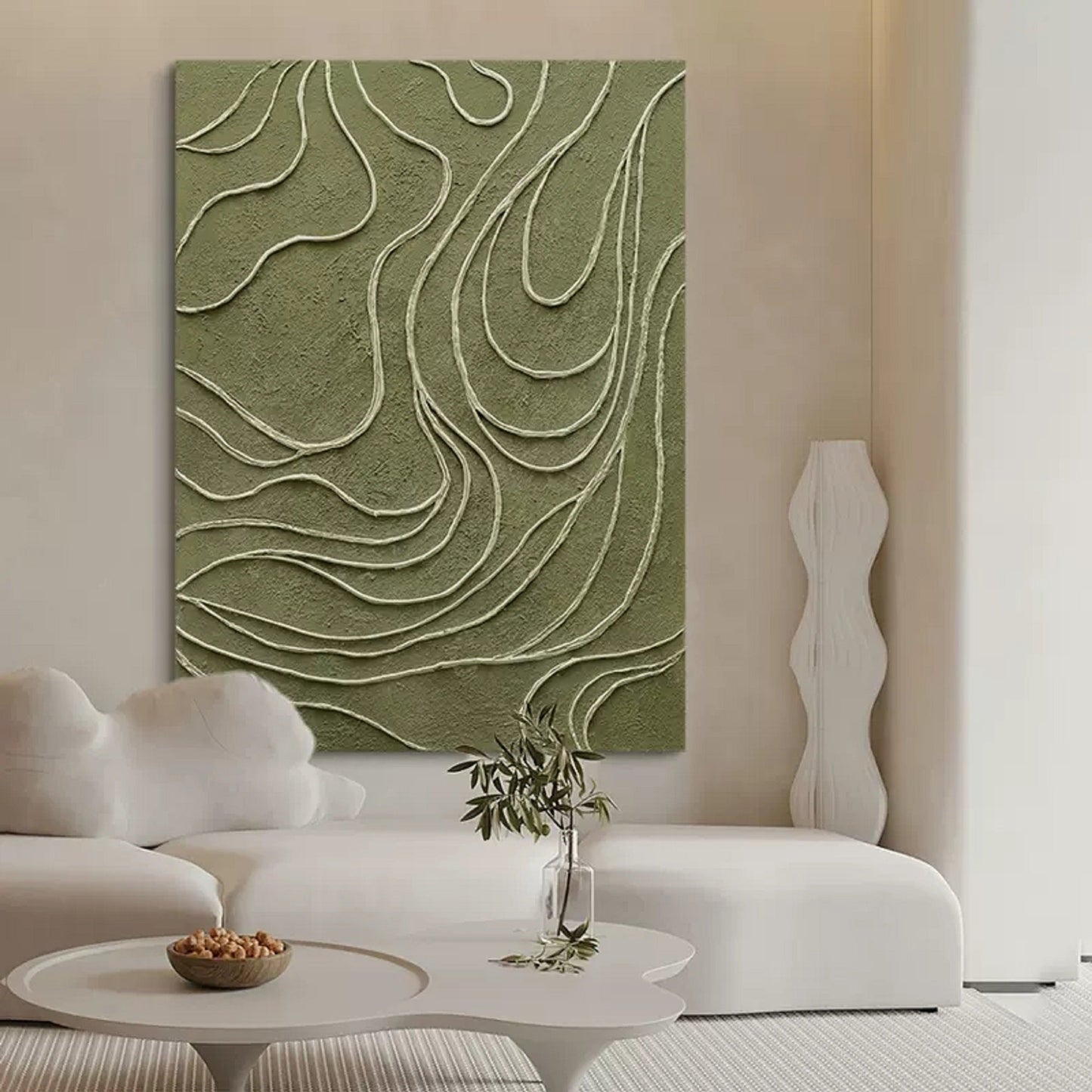 Contemporary Minimalist Line Art Oil Painting for Modern Home Decor