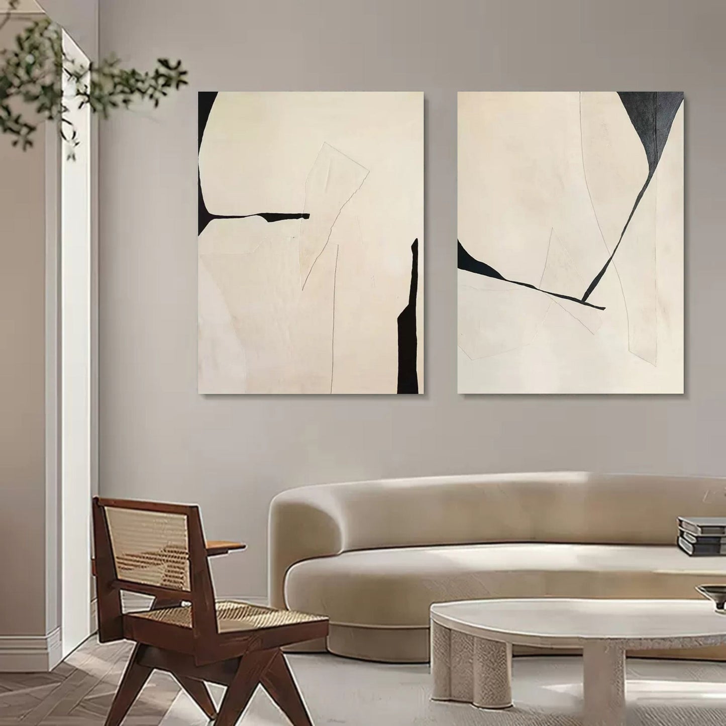 Contemporary Abstract Diptych Art for Modern Home Decor