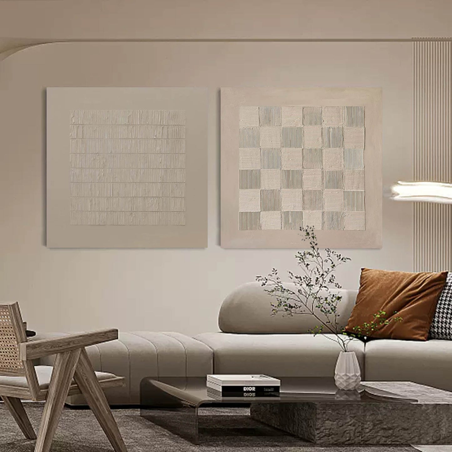 Contemporary Abstract Oil Painting Duo for Modern Home Decor