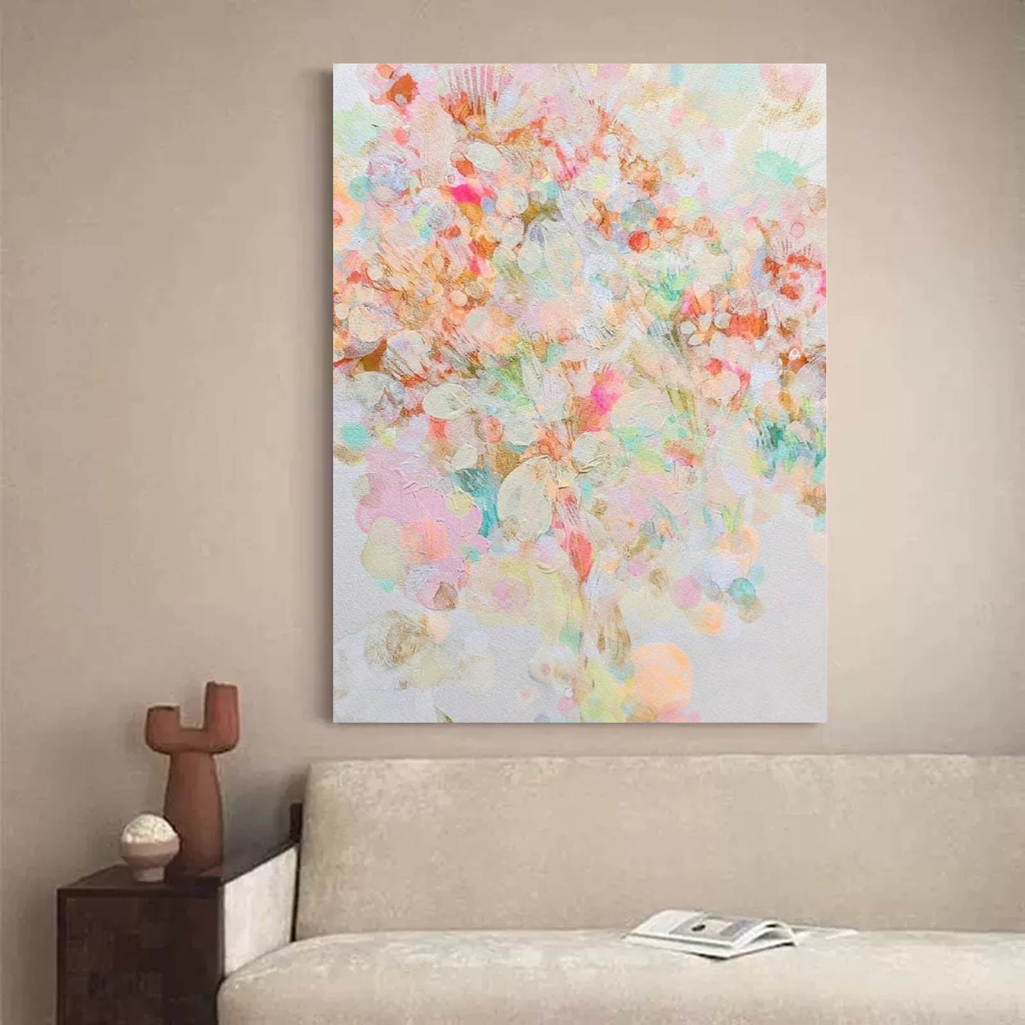 Colorful Abstract Floral Oil Painting for Modern Home Decor