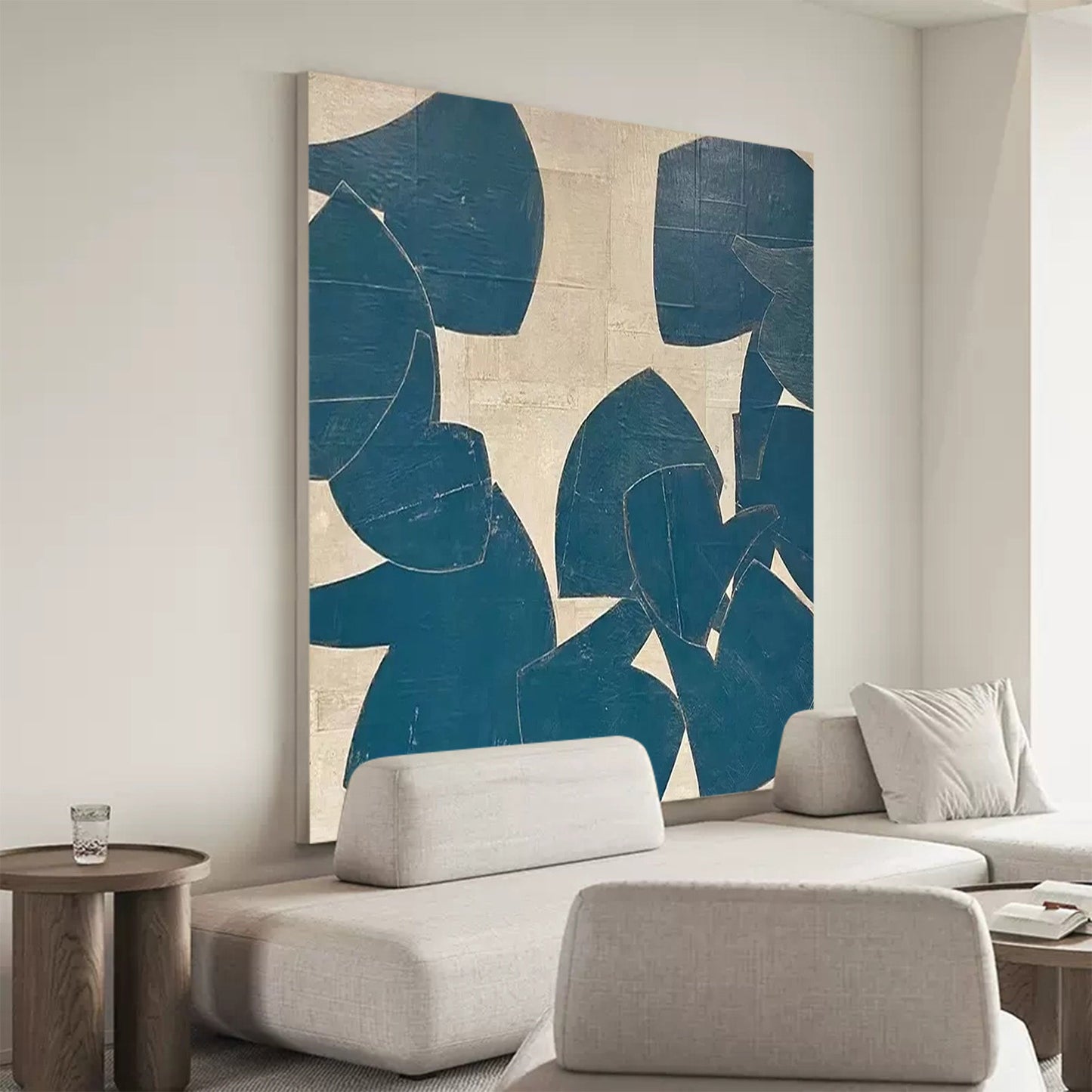 Contemporary Blue Abstract Oil Painting for Modern Home Decor