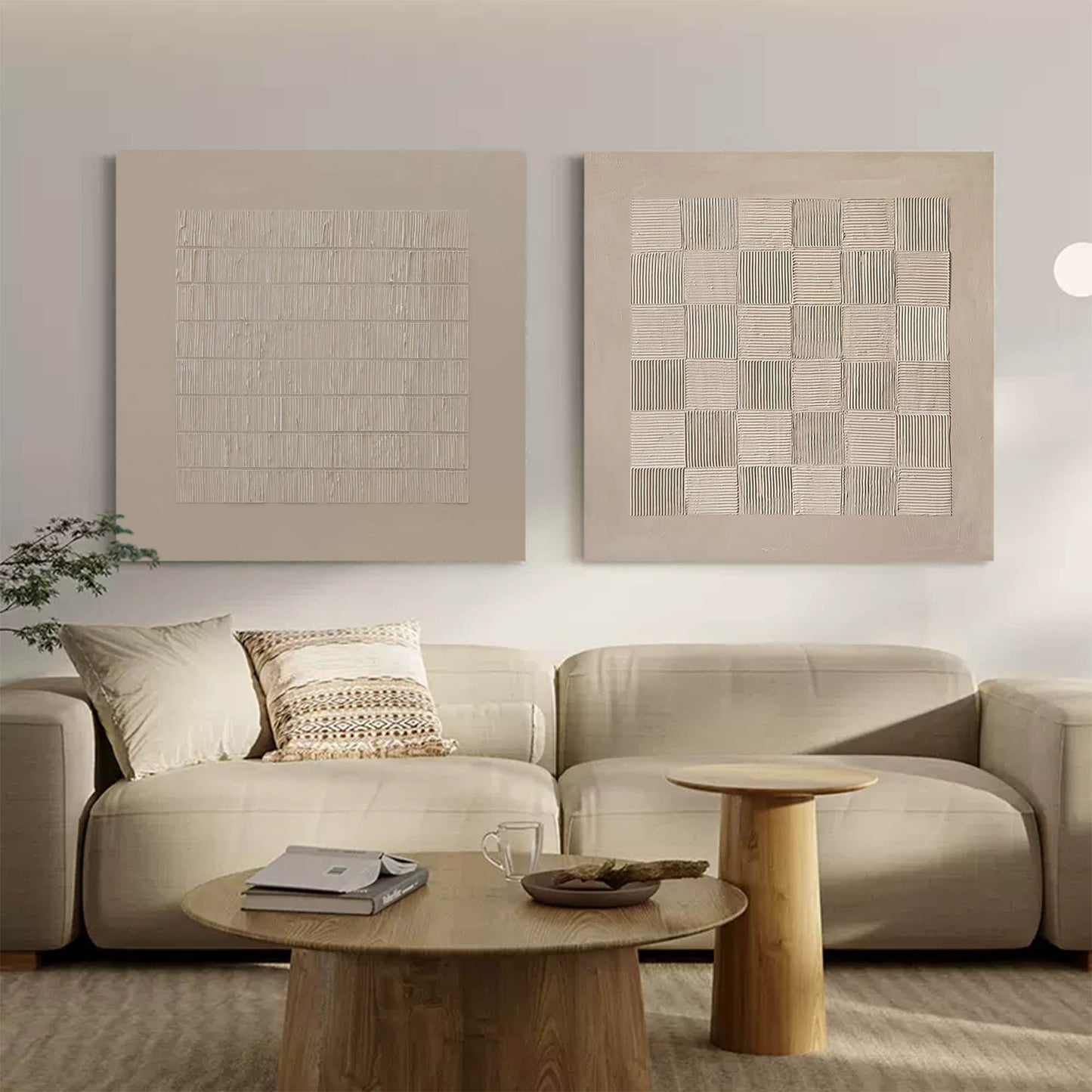 Contemporary Abstract Oil Painting Duo for Modern Home Decor
