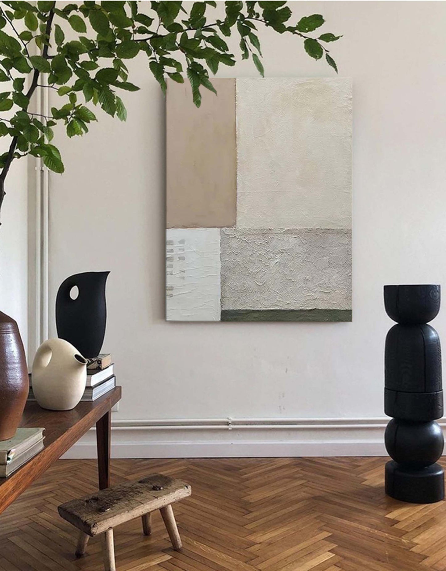 Modern Minimalist Geometric Oil Painting for Contemporary Home Decor