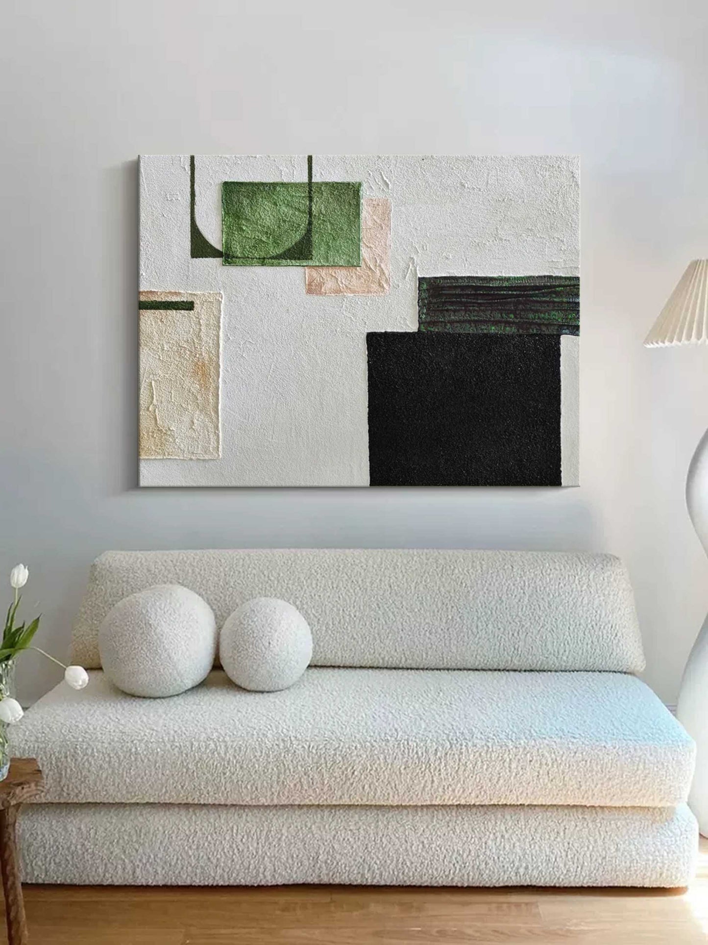 Elegant Minimalist Geometric Oil Painting for Contemporary Home Decor