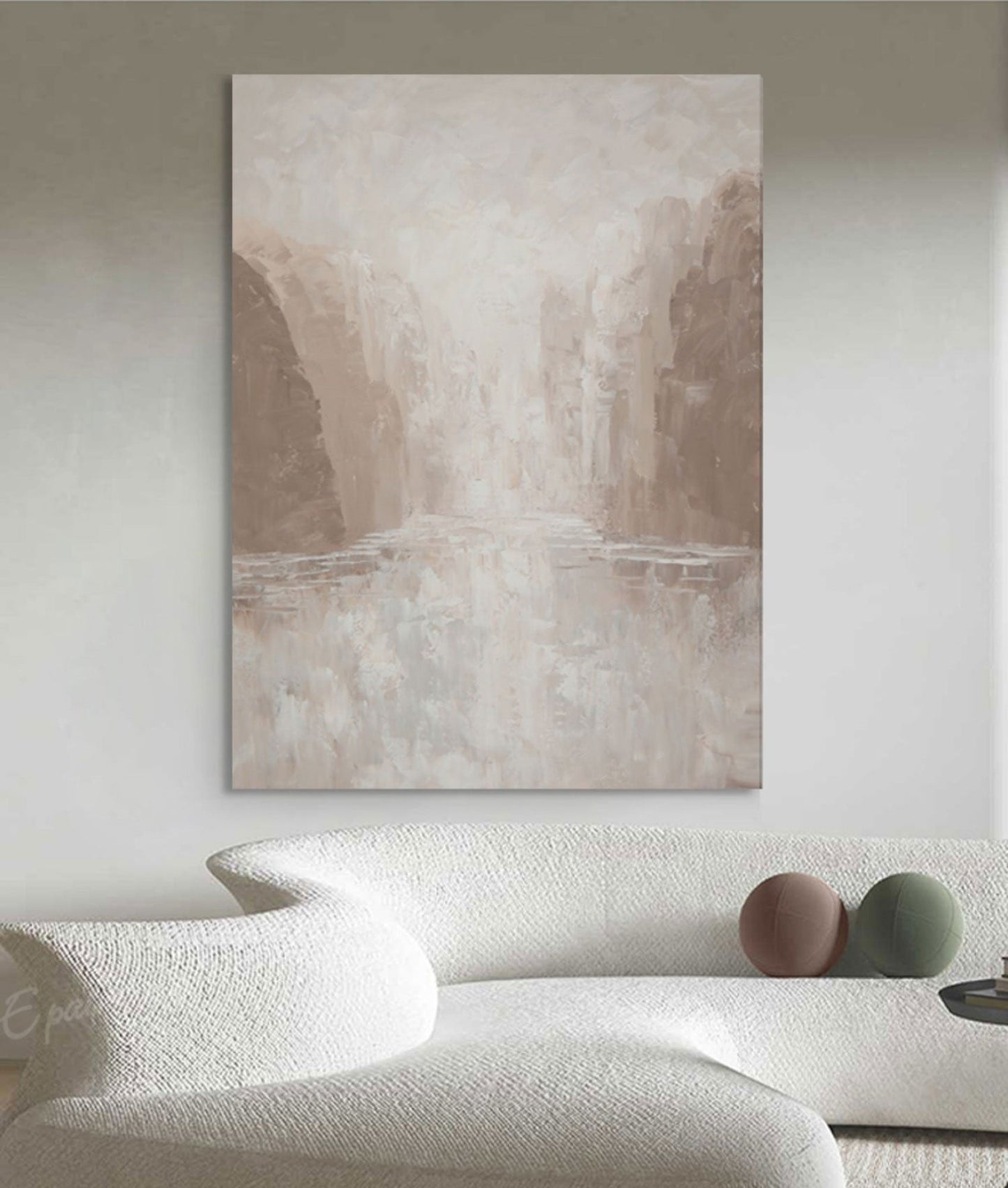 Serene Minimalist Landscape Oil Painting for Tranquil Home Decor